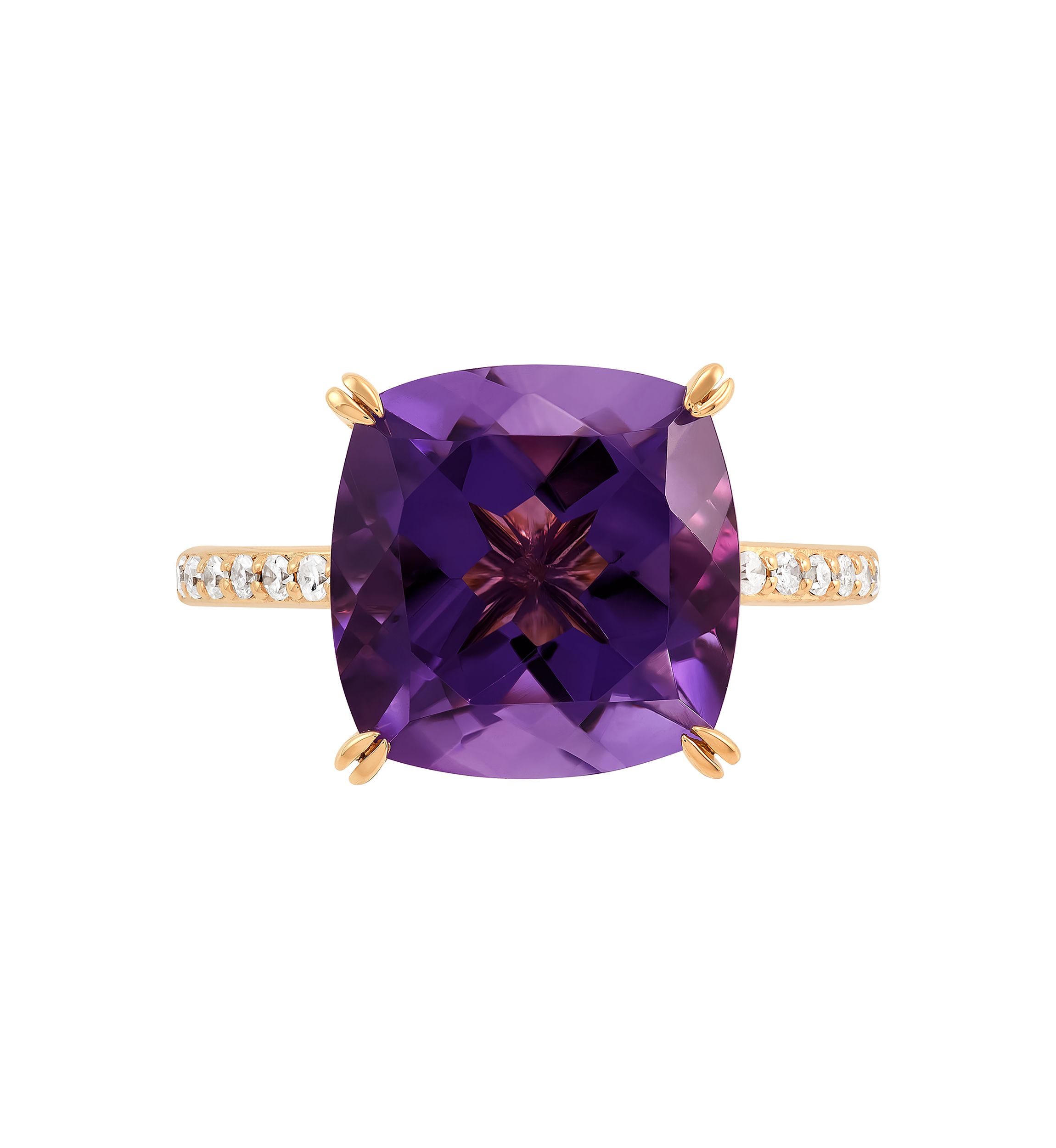 1/8 ct. t.w. Diamond and Amethyst Ring in 10K Yellow Gold