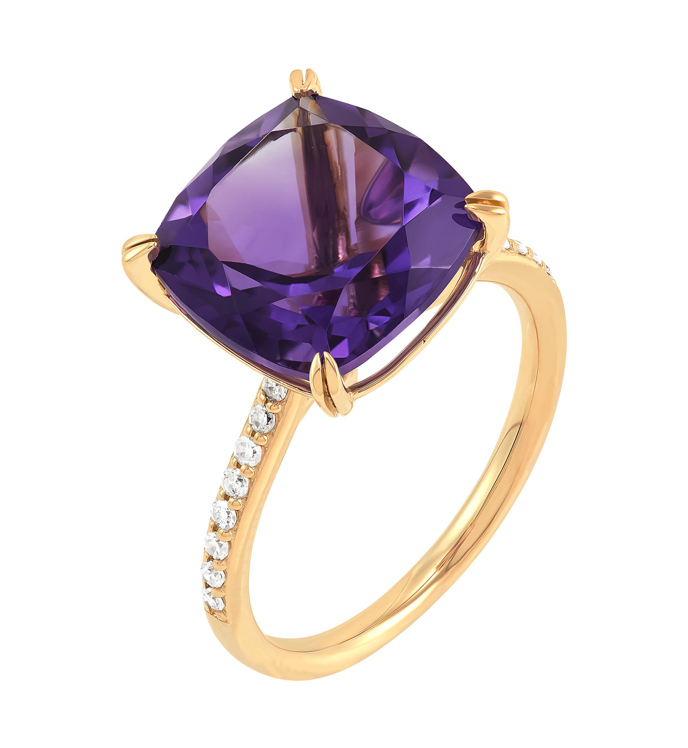 1/8 ct. t.w. Diamond and Amethyst Ring in 10K Yellow Gold