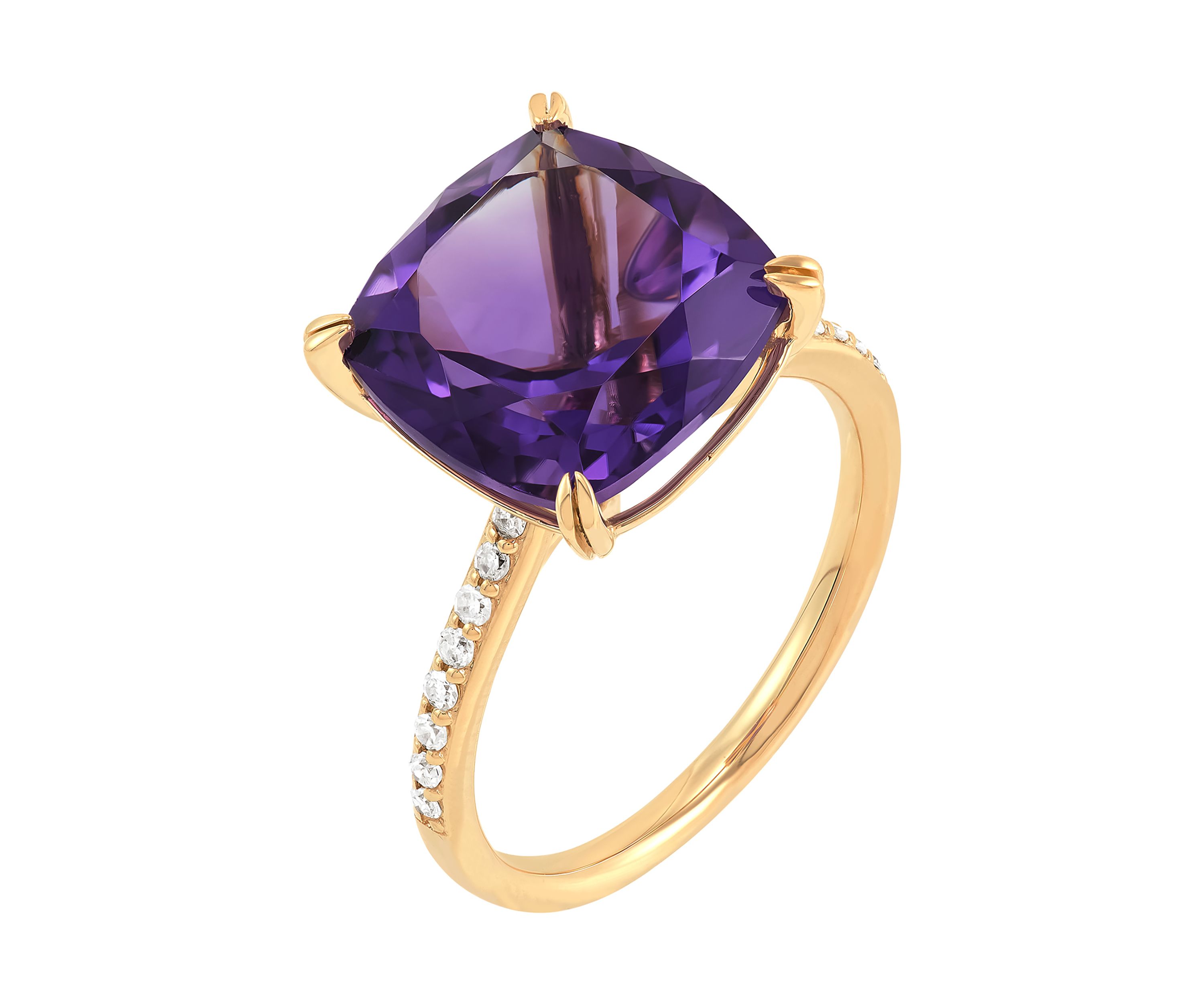 1/8 ct. t.w. Diamond and Amethyst Ring in 10K Yellow Gold