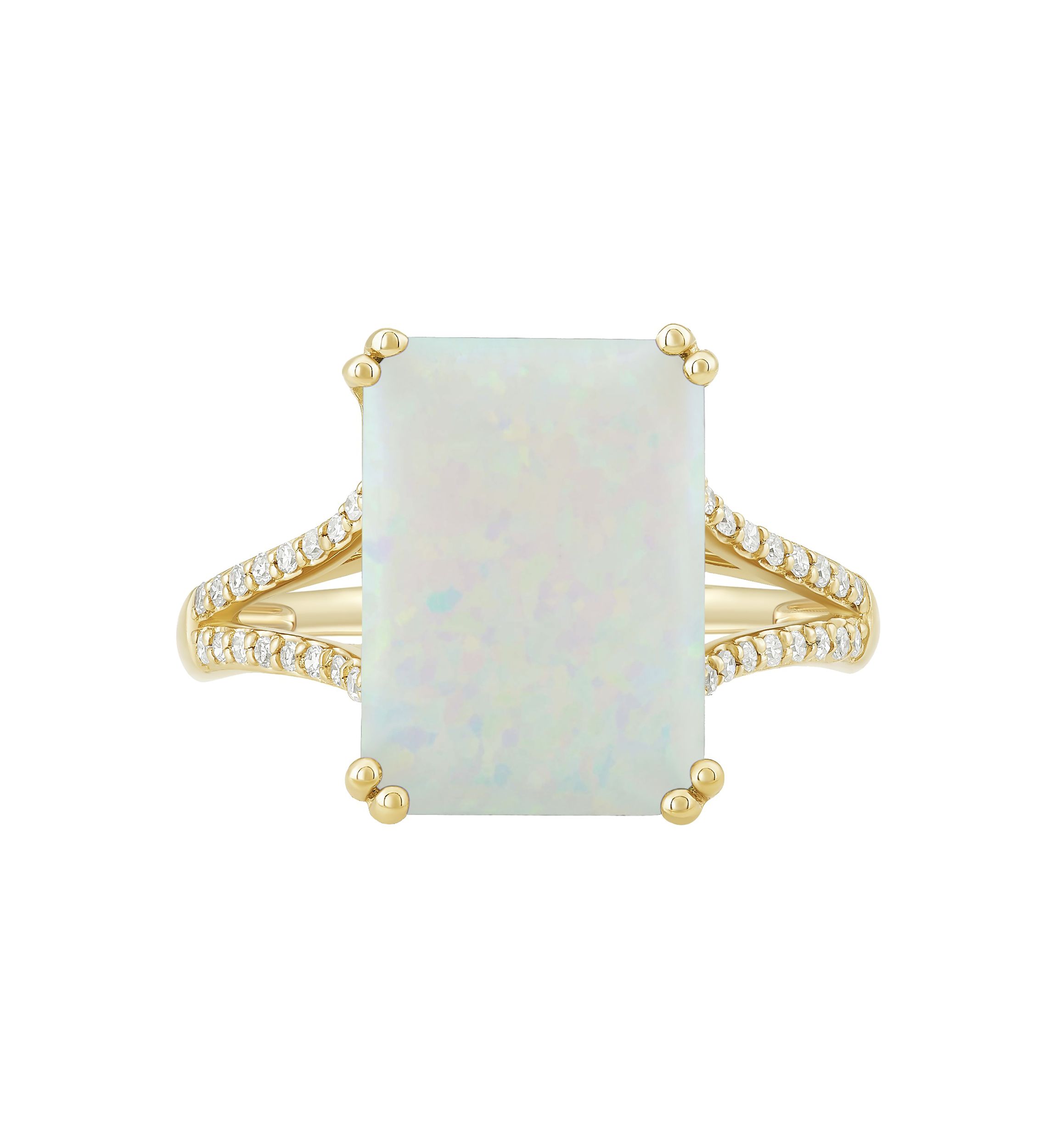 1/8 ct. t.w. Diamond and Lab Created Opal Ring in 10K Yellow Gold