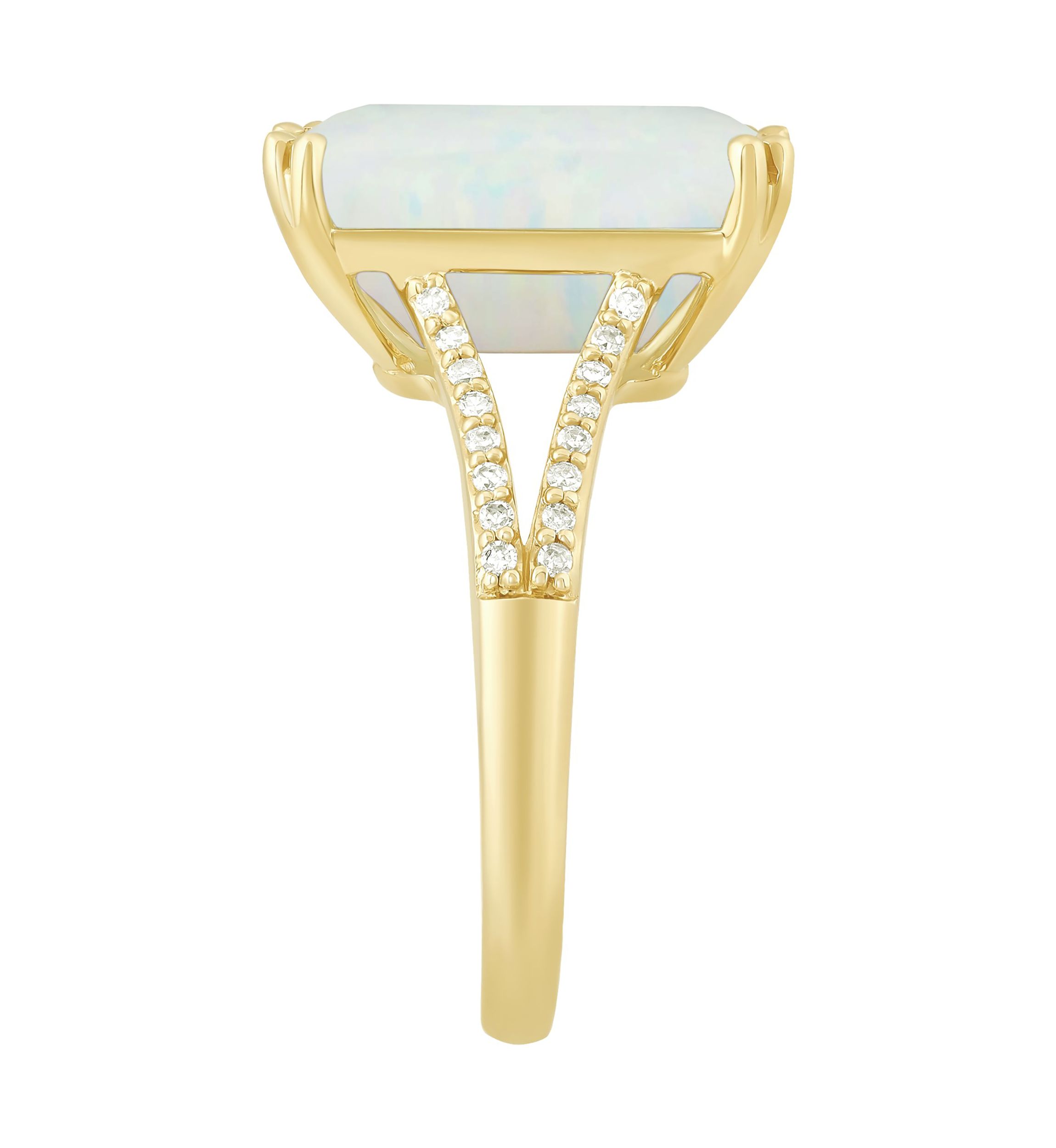 1/8 ct. t.w. Diamond and Lab Created Opal Ring in 10K Yellow Gold