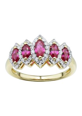 Belk & Co 1/3 ct. t.w. Lab Created Ruby and 1/3 ct. t.w. Lab Created Diamond Ring in 10K Yellow Gold
