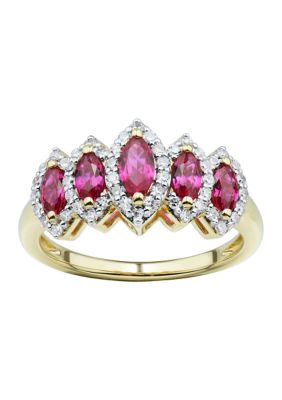 Belk & Co 1/3 ct. t.w. Lab Created Ruby and 1/3 ct. t.w. Lab Created Diamond Ring in 10K Yellow Gold -  5400453CA2491H3LDAG0