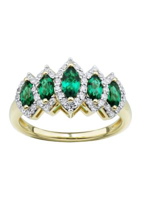 Belk & Co 1/3 ct. t.w. Lab Created Emerald and Lab Created Diamond Ring in 10K Yellow Gold