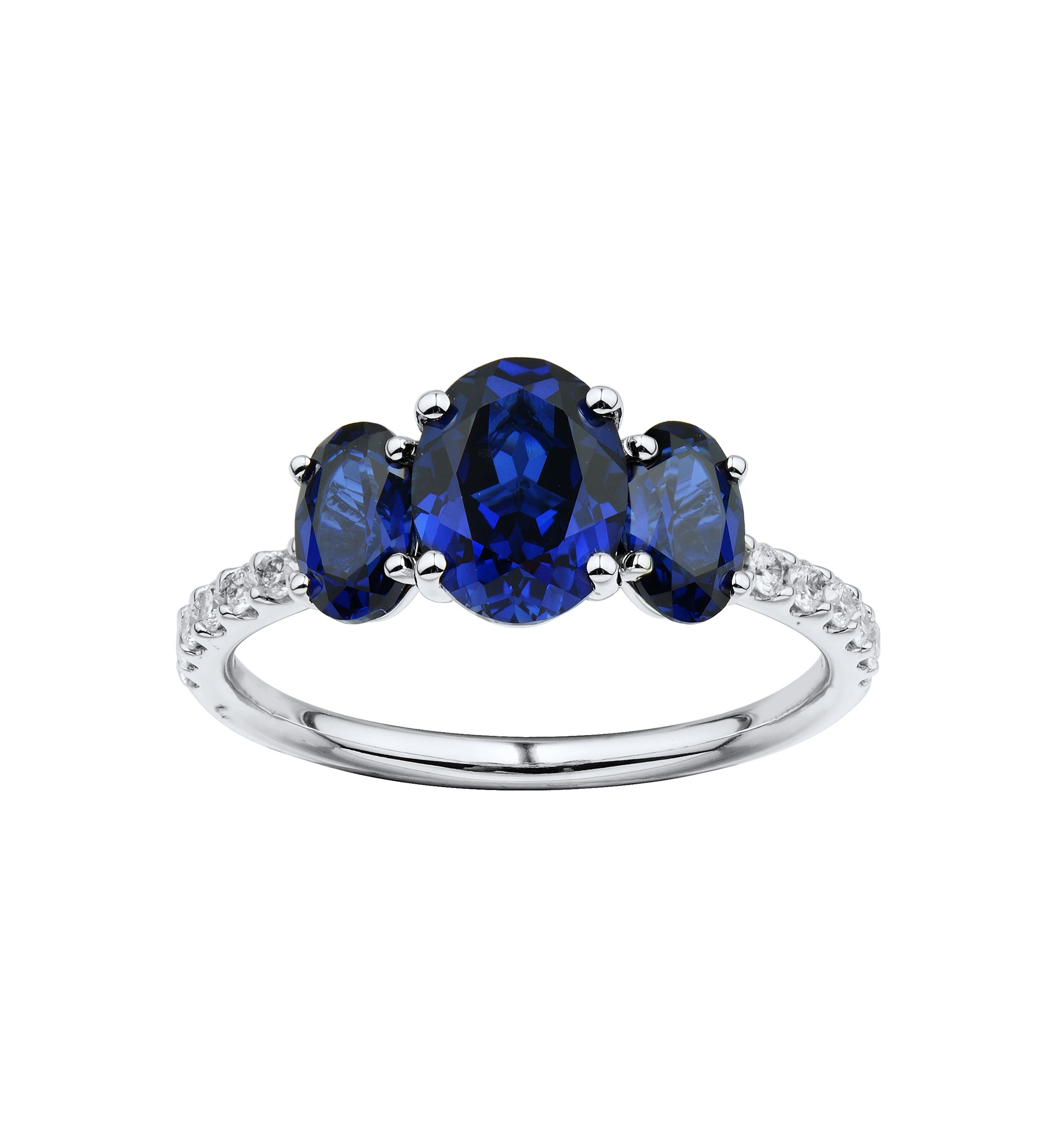1/5 ct. t.w. Lab Created Sapphire and Lab Created Diamond Ring in 10K White Gold