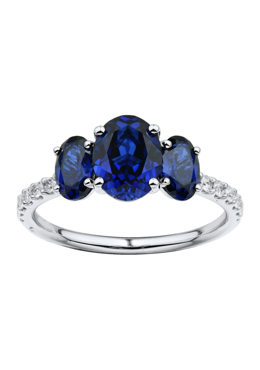 1/5 ct. t.w. Lab Created Sapphire and Lab Created Diamond Ring in 10K White Gold