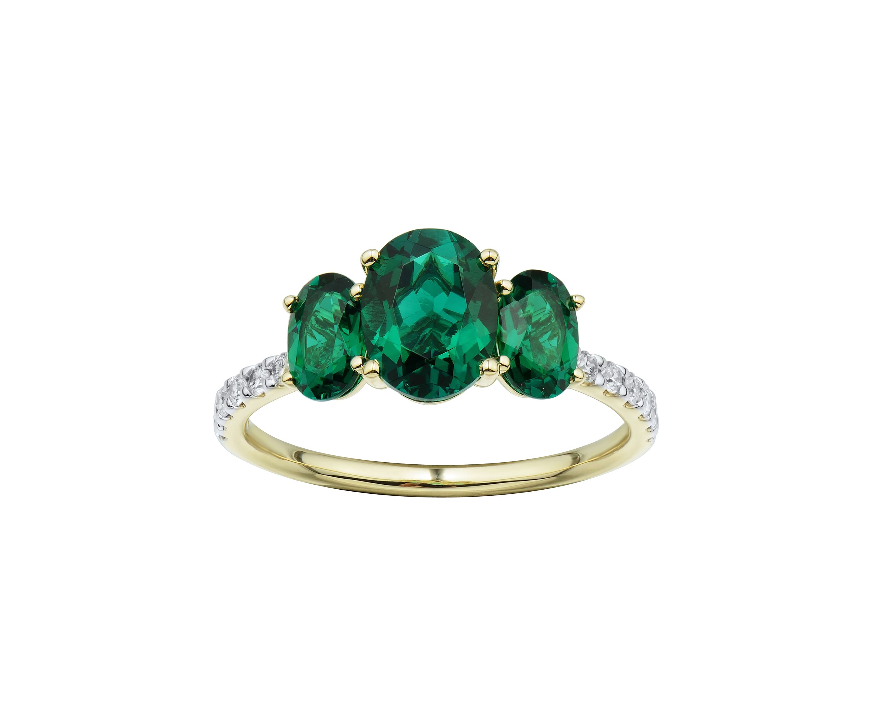 1/5 ct. t.w. Lab Created Emerald and Lab Created Diamond in 10K Yellow Gold