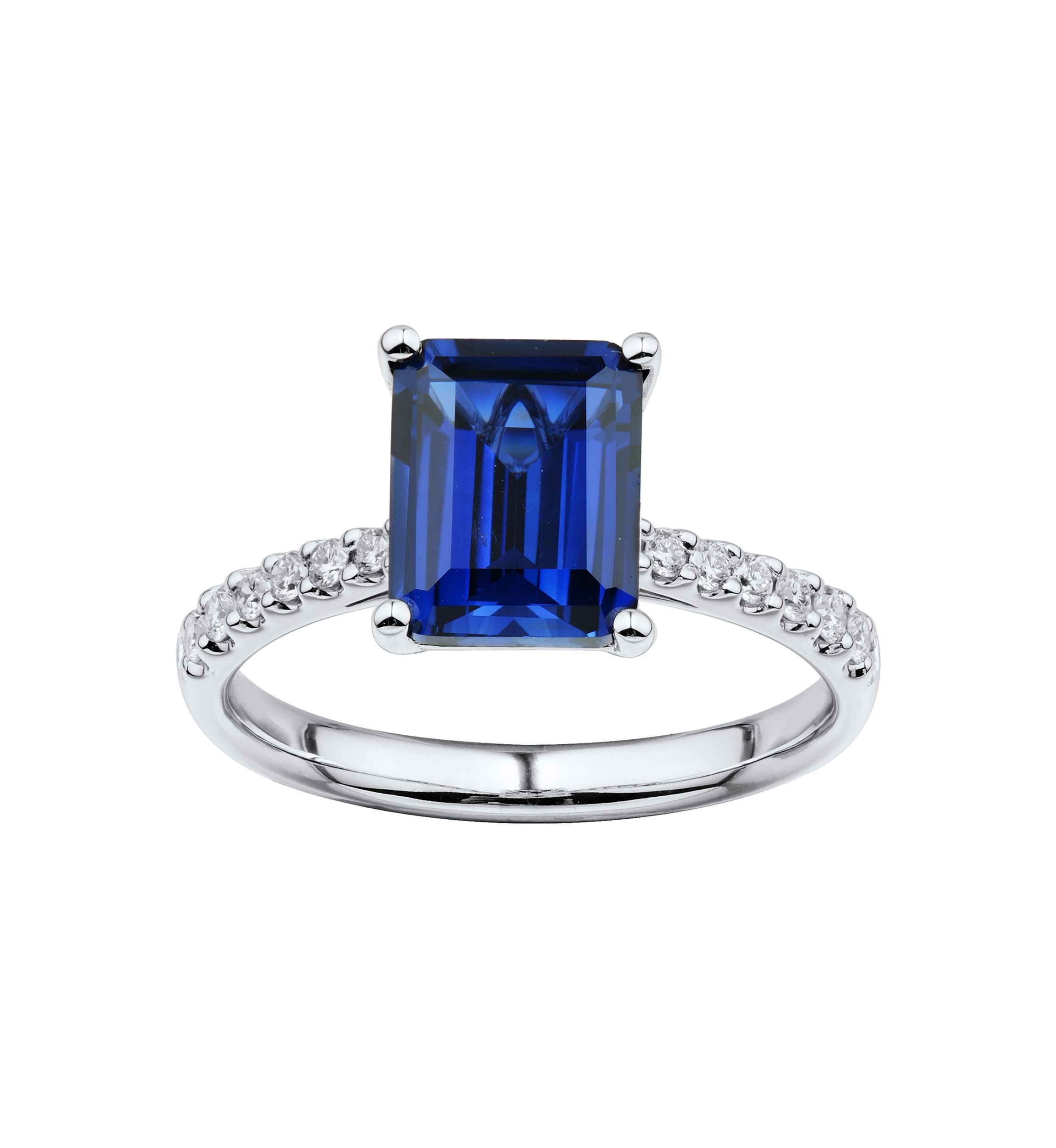 1/5 ct. t.w. Lab-Created Sapphire and Lab-Created Diamond Ring in 10K White Gold