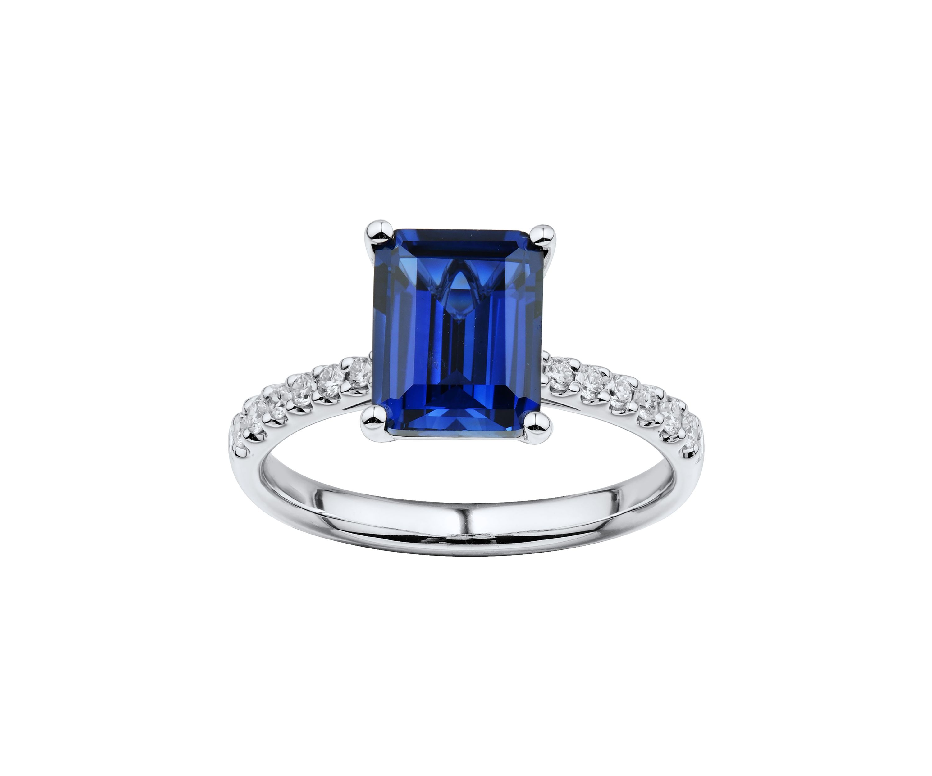 1/5 ct. t.w. Lab-Created Sapphire and Lab-Created Diamond Ring in 10K White Gold