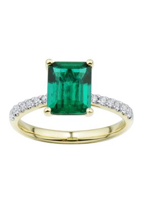 Belk & Co 1/5 ct. t.w. Lab Created Emerald and Lab Created Diamond Ring in 10K Yellow Gold