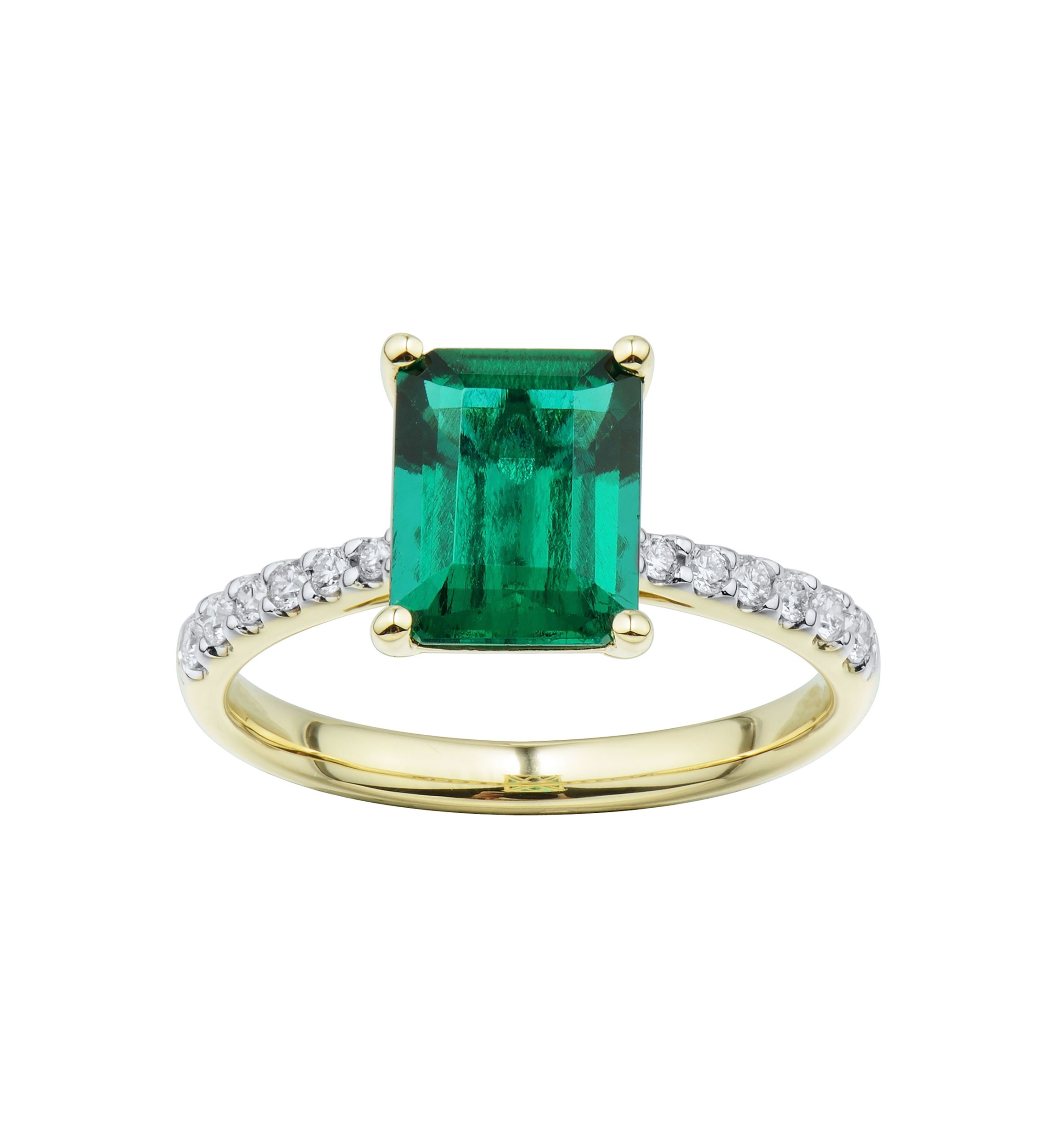 1/5 ct. t.w. Lab Created Emerald and Lab Created Diamond Ring in 10K Yellow Gold
