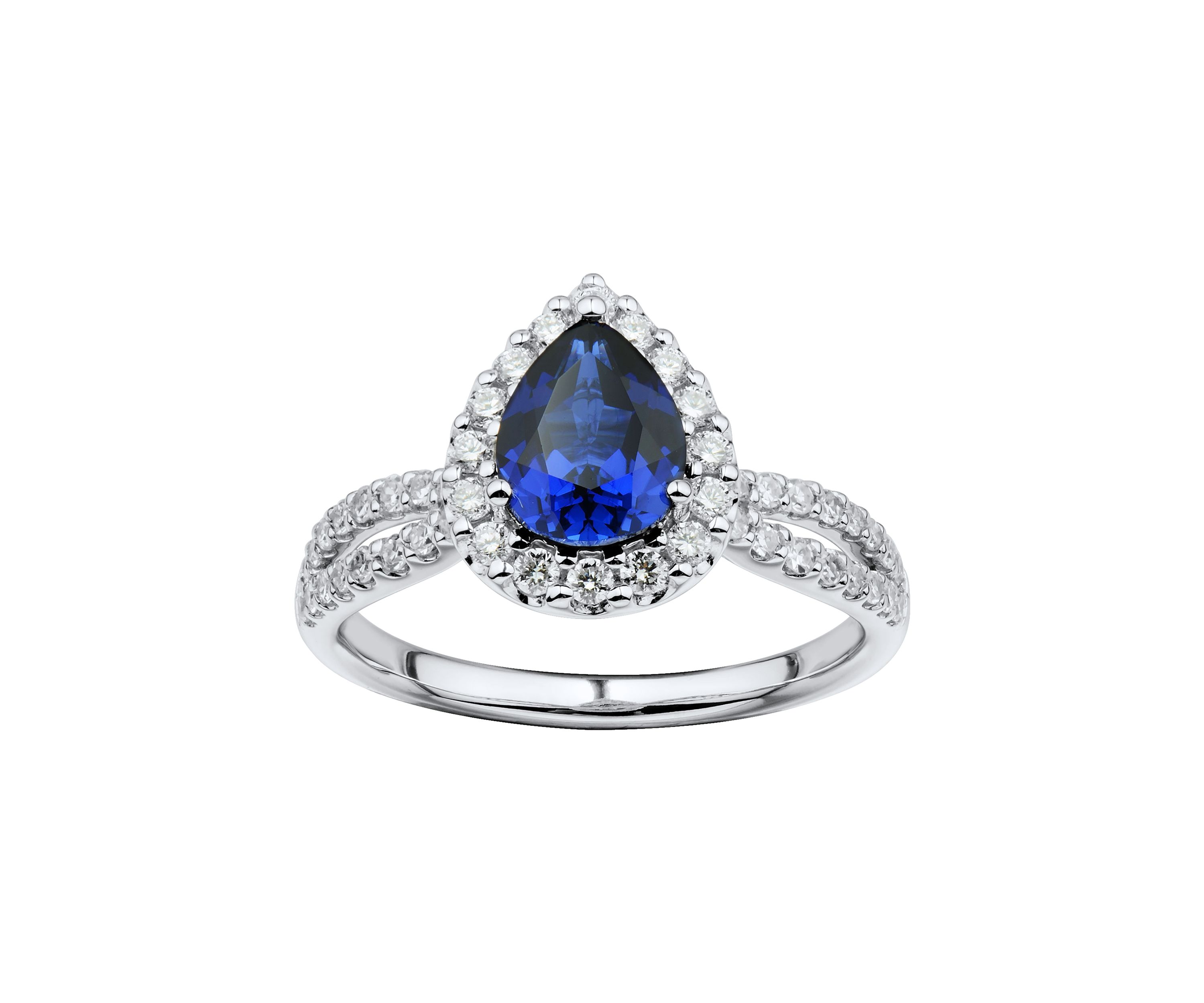 1/2 ct. t.w. Lab Created Sapphire and Lab Created Diamond Ring in 10K White Gold