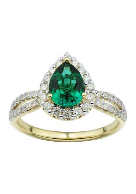 Belk & Co 1/2 ct. t.w. Lab Created Emerald and Lab Created Diamond Ring in 10K Yellow Gold