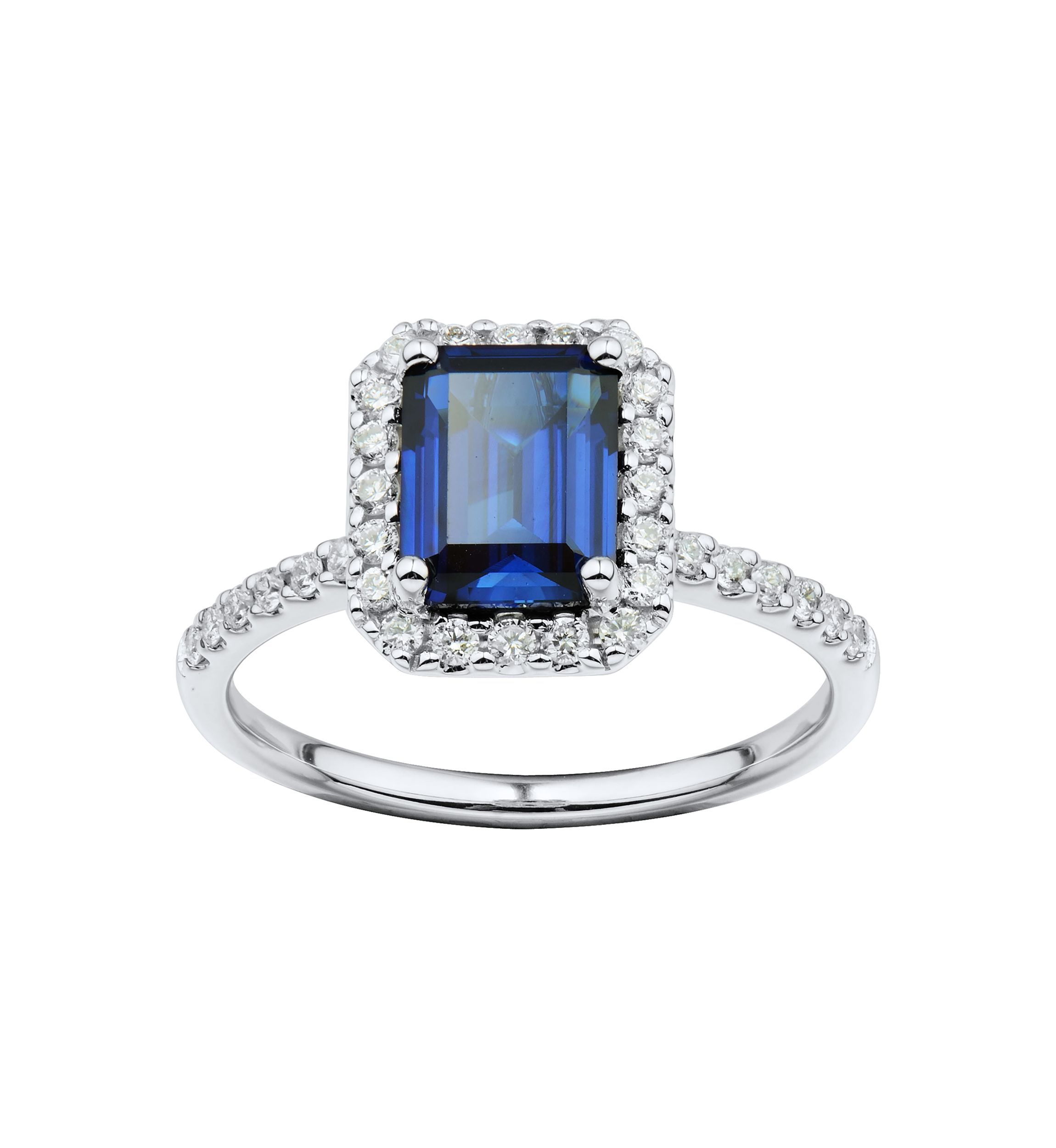 1/3 ct. t.w. Lab Created Sapphire and Lab Created Diamond Ring in 10K White Gold