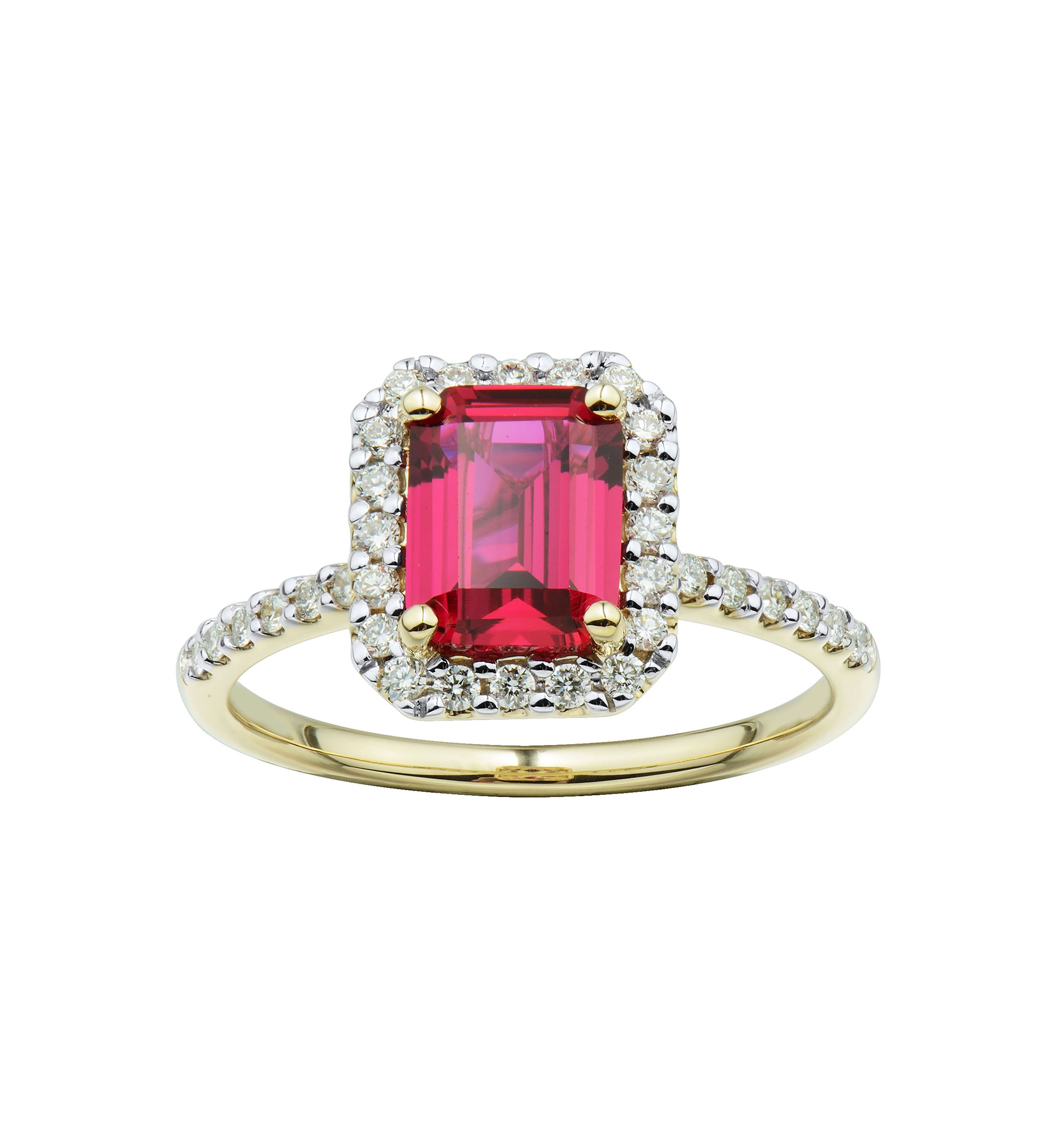 1/3 ct. t.w. Lab Created Ruby and Lab Created Diamond Ring in 10K Yellow Gold