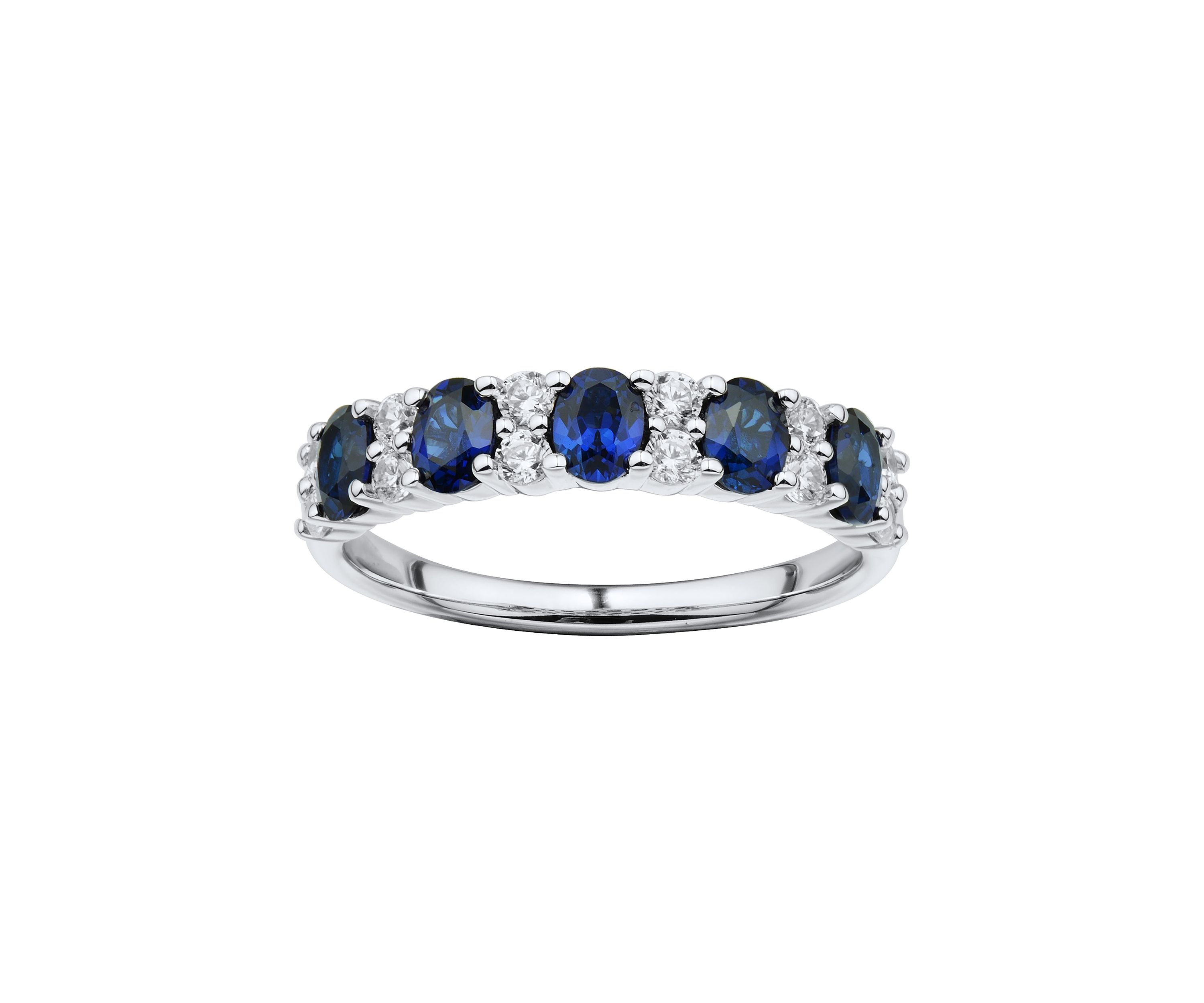 1/3 ct. t.w. Lab Created Sapphire and Lab Created Diamond Ring in 10K White Gold