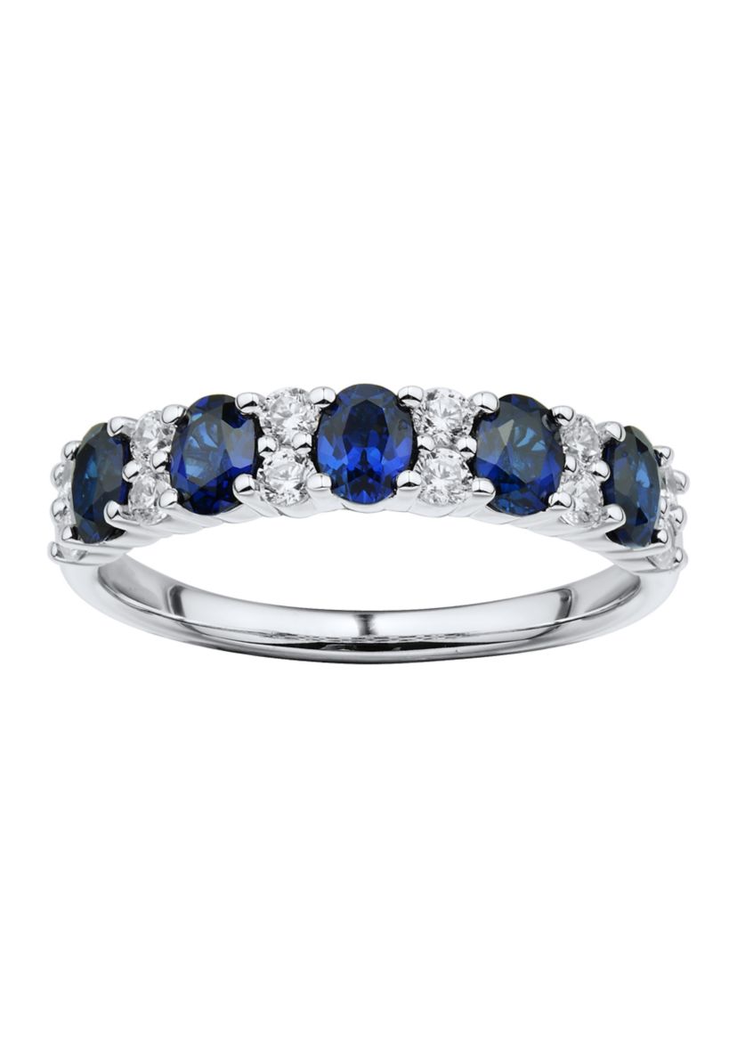 1/3 ct. t.w. Lab Created Sapphire and Lab Created Diamond Ring in 10K White Gold