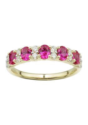 Belk & Co 1/3 ct. t.w. Lab Created Ruby and Lab Created Diamond Ring in 10K Yellow Gold