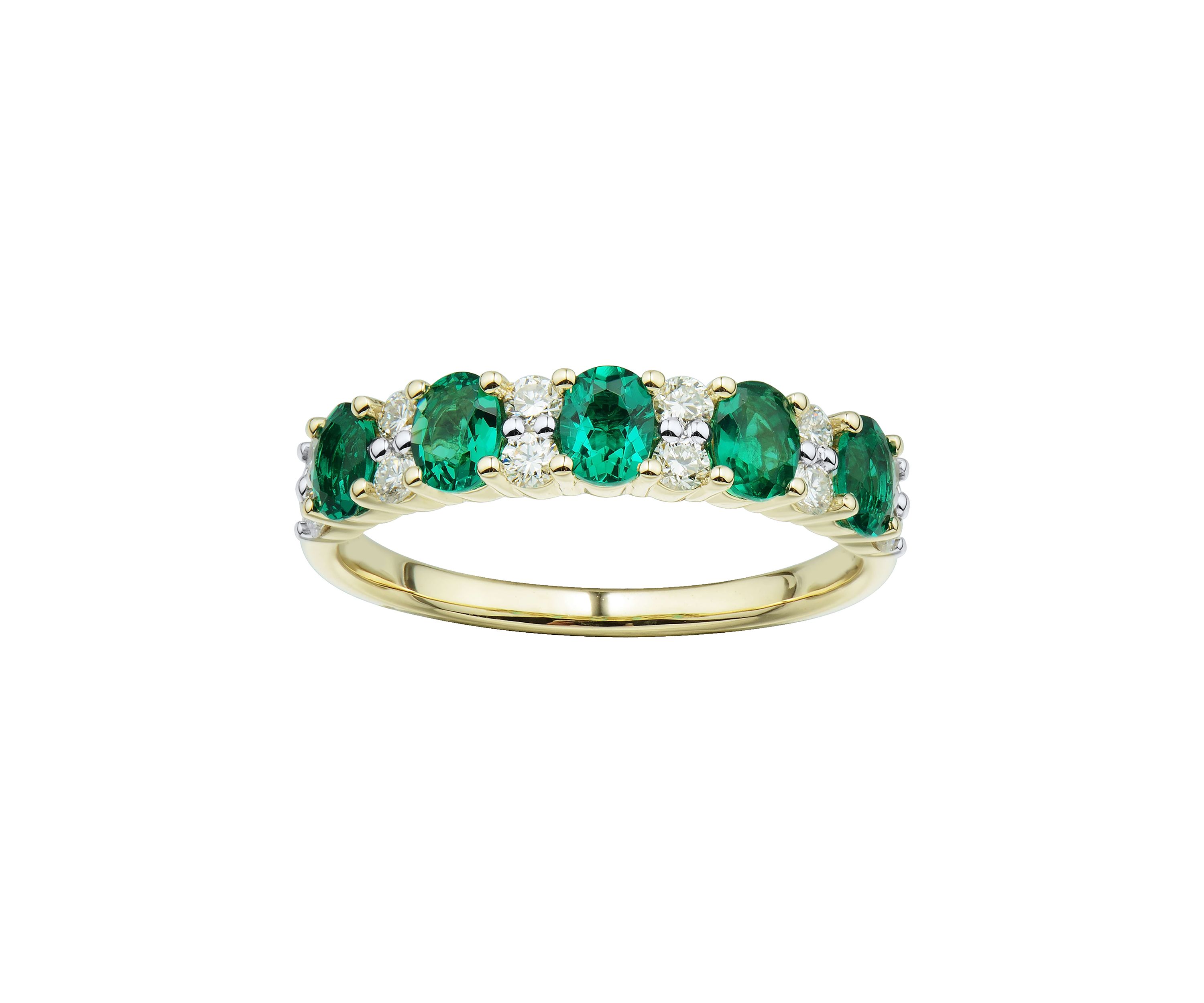 1/3 ct. t.w. Lab Created Emerald and Lab Created Diamond Ring in 10K Yellow Gold