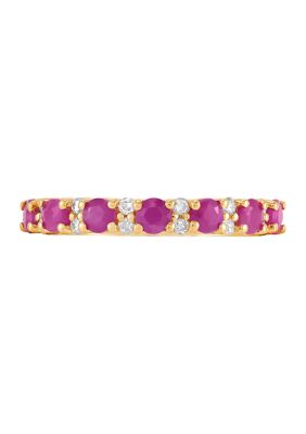 Belk & Co 1/7 ct. t.w. Diamond and Ruby Ring in 10K Yellow Gold
