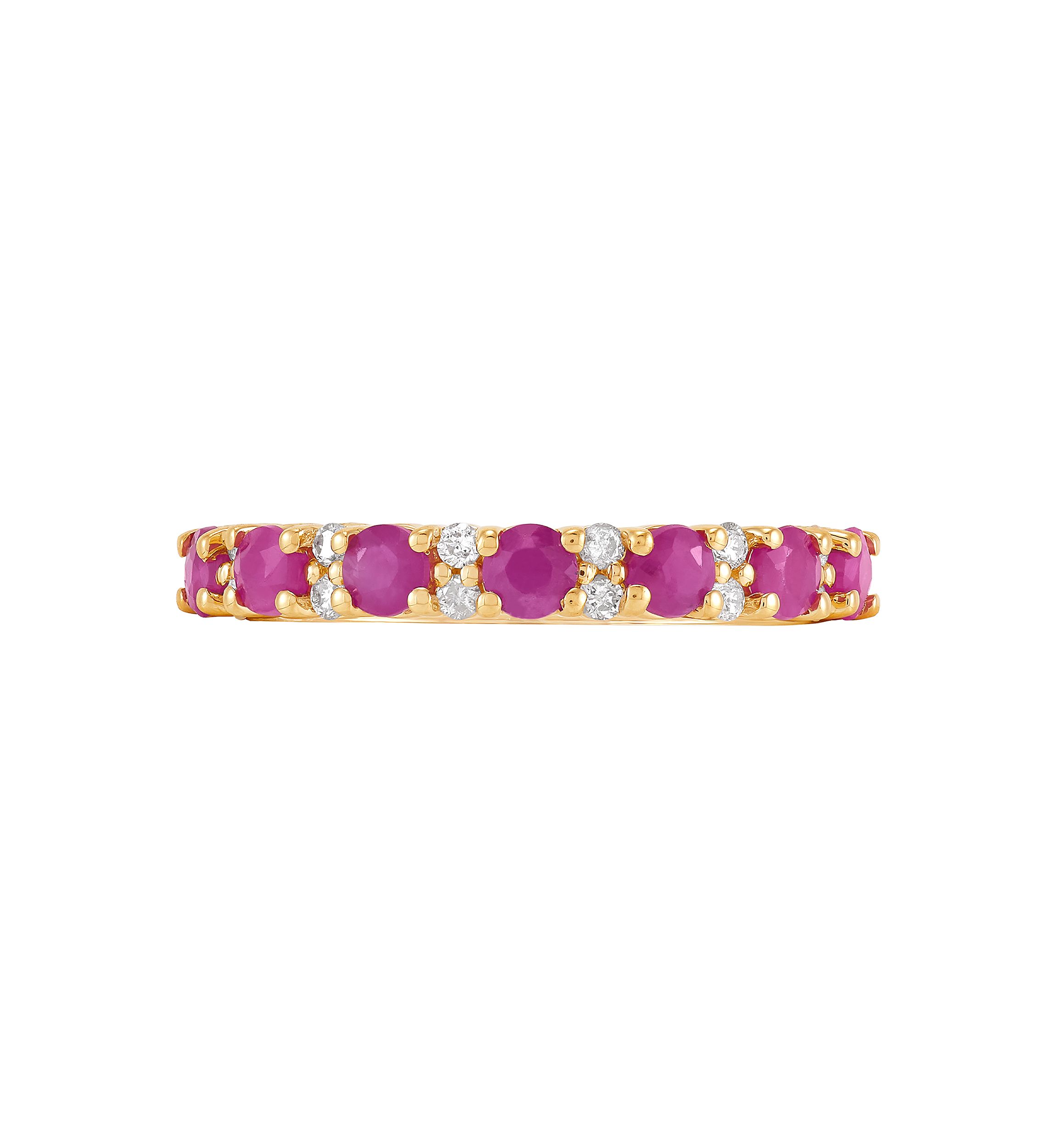 1/7 ct. t.w. Diamond and Ruby Ring in 10K Yellow Gold