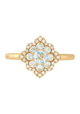 Belk & Co 1/10 ct. t.w. Diamond and Sky Blue Topaz Ring in 10K Yellow Gold
