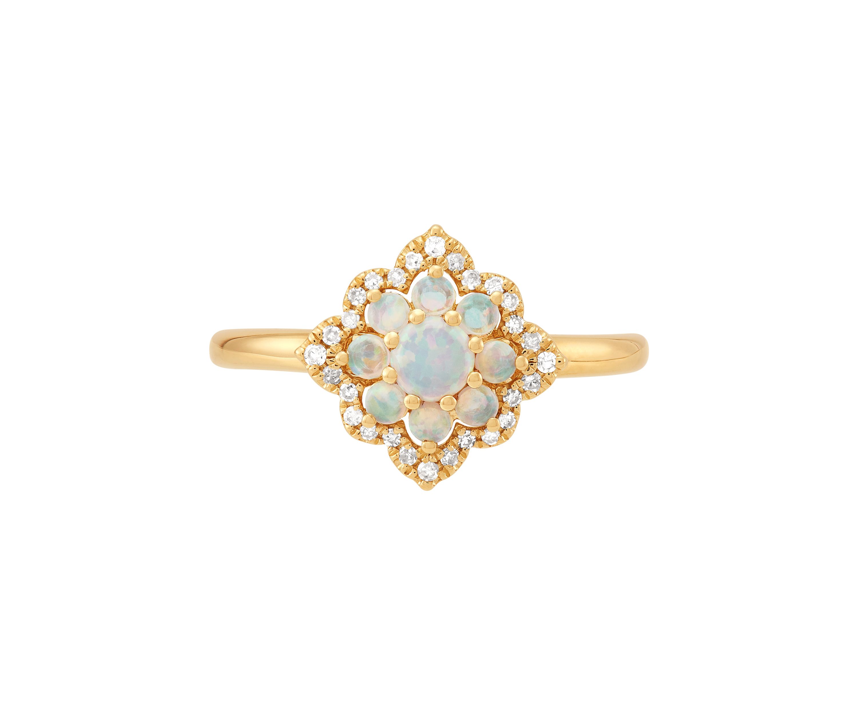 Belk & Co. 1/10 ct. t.w. Lab Grown Opal and Lab Grown Diamond Ring in ...