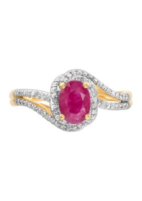 Belk & Co 1/5 ct. t.w. Diamond and Ruby Ring in 10K Yellow Gold