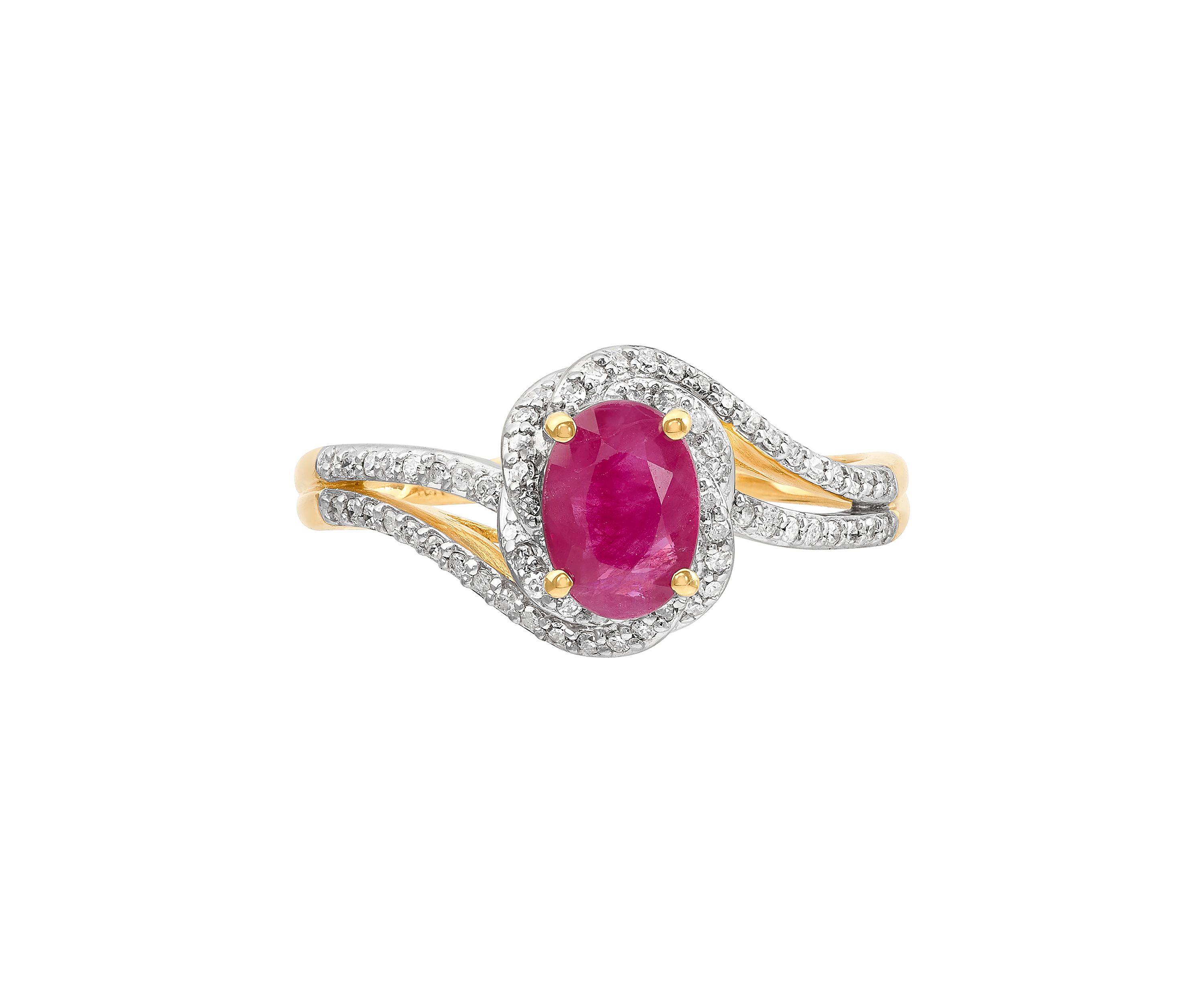 1/5 ct. t.w. Diamond and Ruby Ring in 10K Yellow Gold