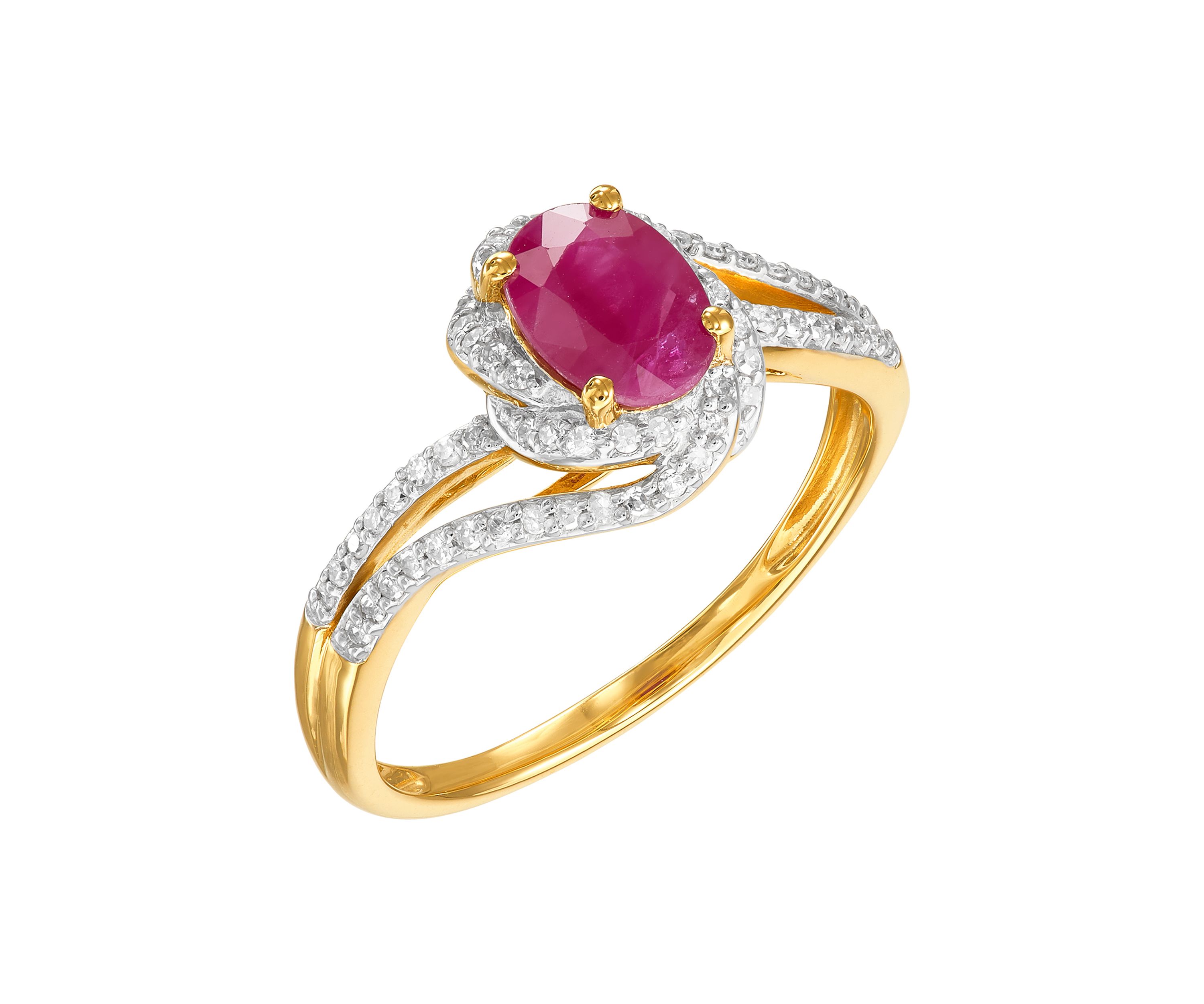 1/5 ct. t.w. Diamond and Ruby Ring in 10K Yellow Gold