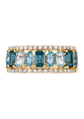 Belk & Co 2.35 ct. t.w. Multi Blue Topaz and 1/4 ct. t.w. Diamond Band Ring in 10K Yellow Gold