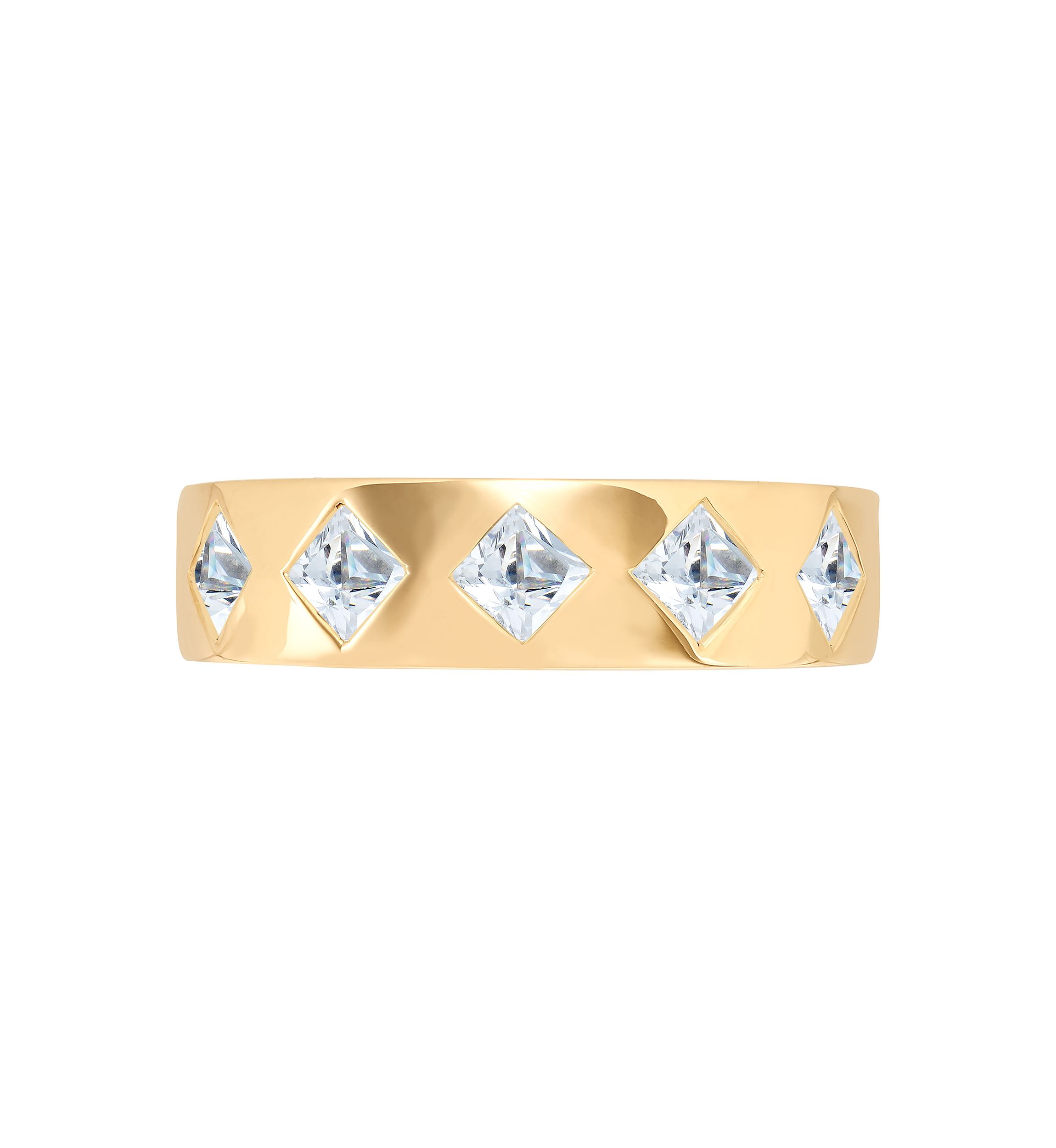 Lab Grown White Sapphire Band Ring in Gold Over Sterling Silver