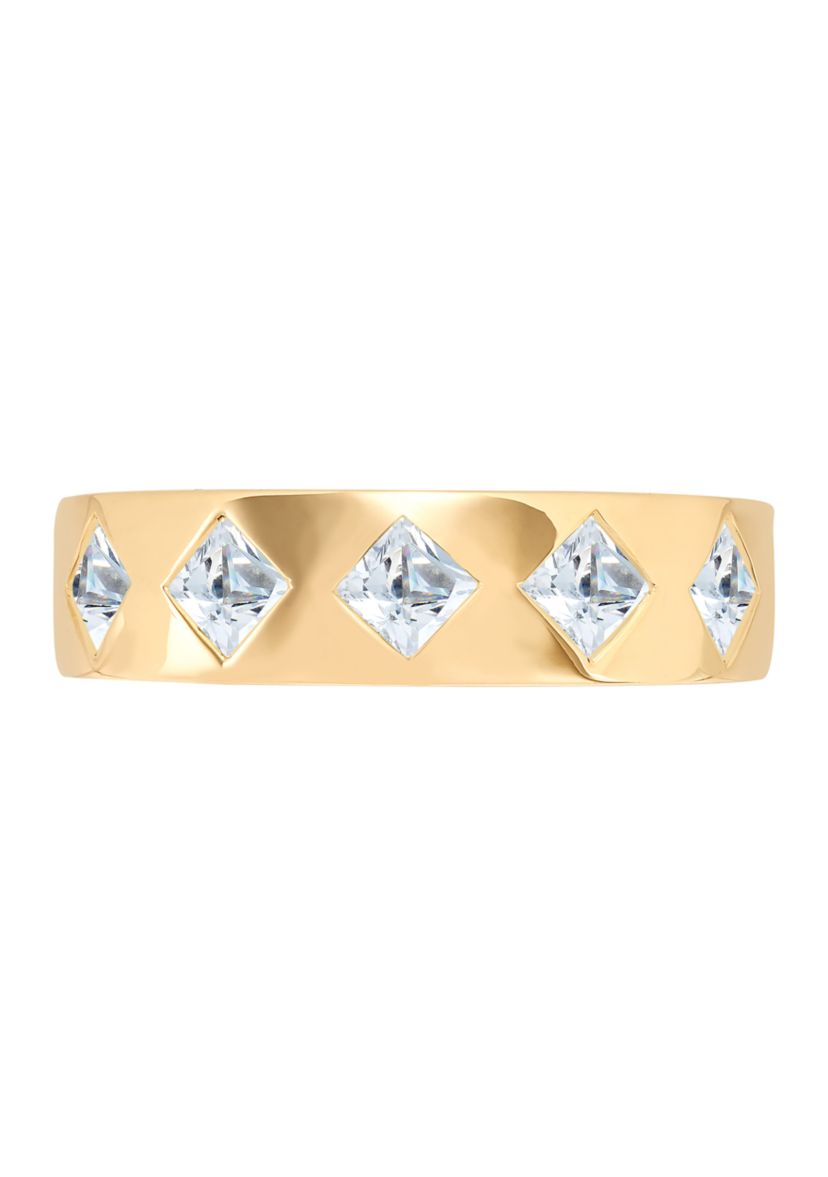 Lab Grown White Sapphire Band Ring in Gold Over Sterling Silver