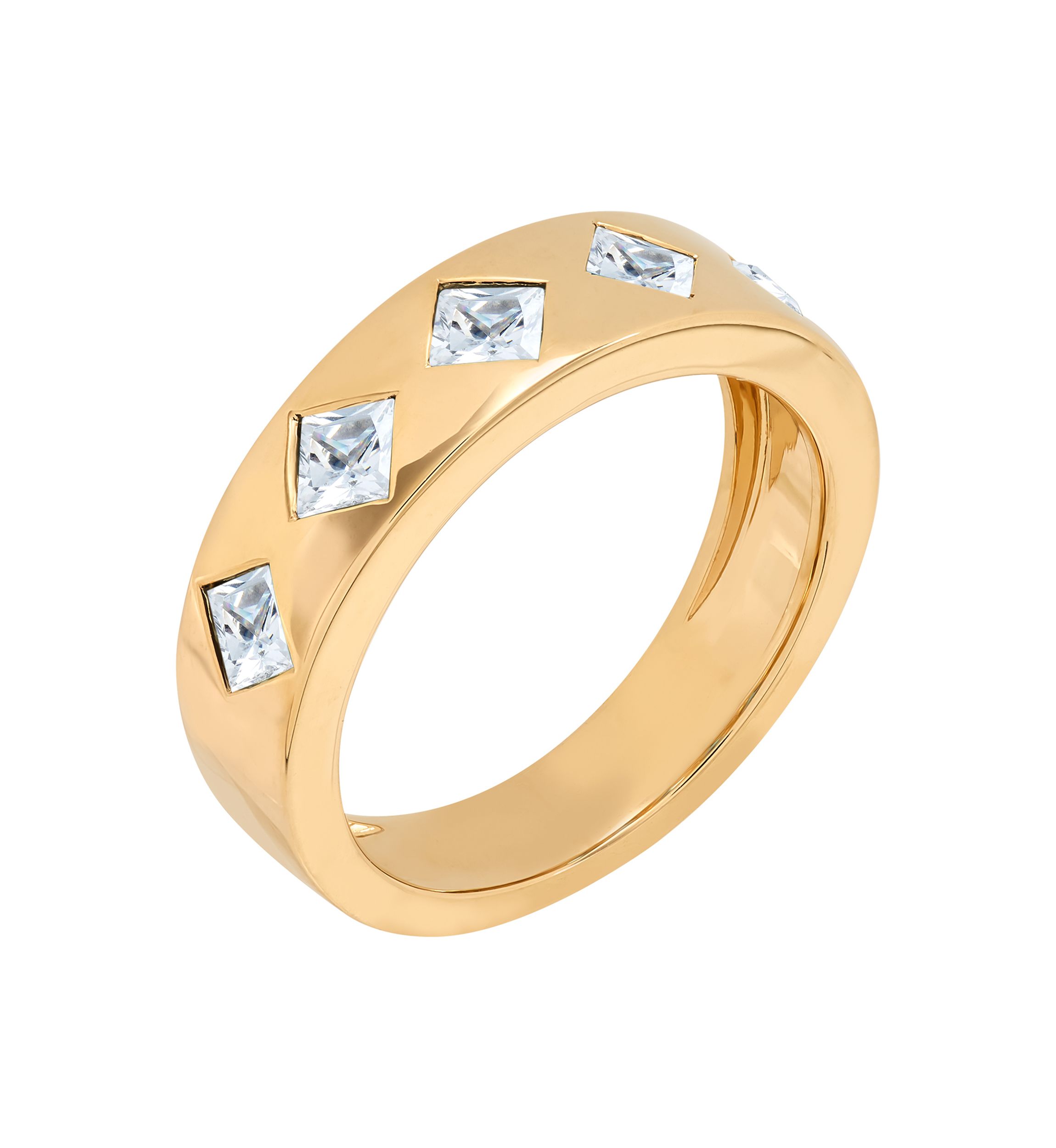 Lab Grown White Sapphire Band Ring in Gold Over Sterling Silver