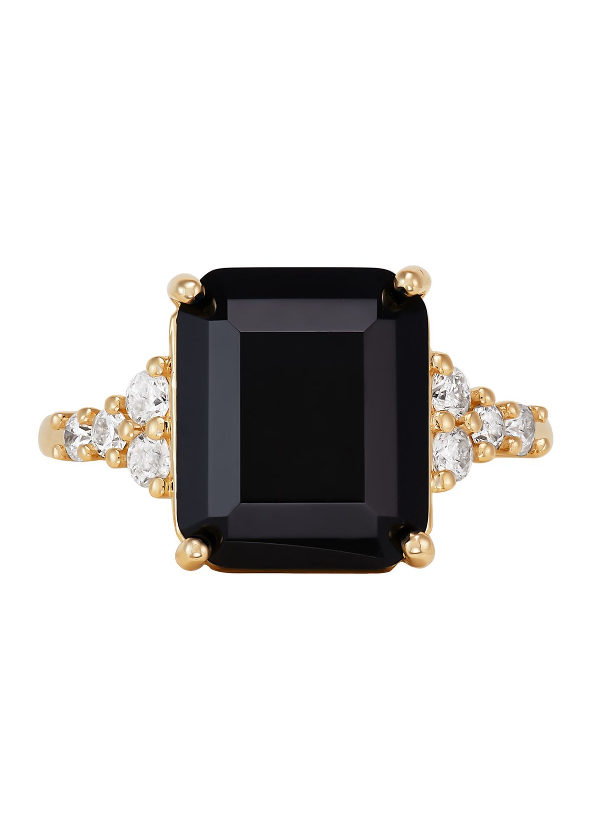 1/3 ct. t.w Lab Grown Diamond and Onyx Ring in 10K Yellow Gold