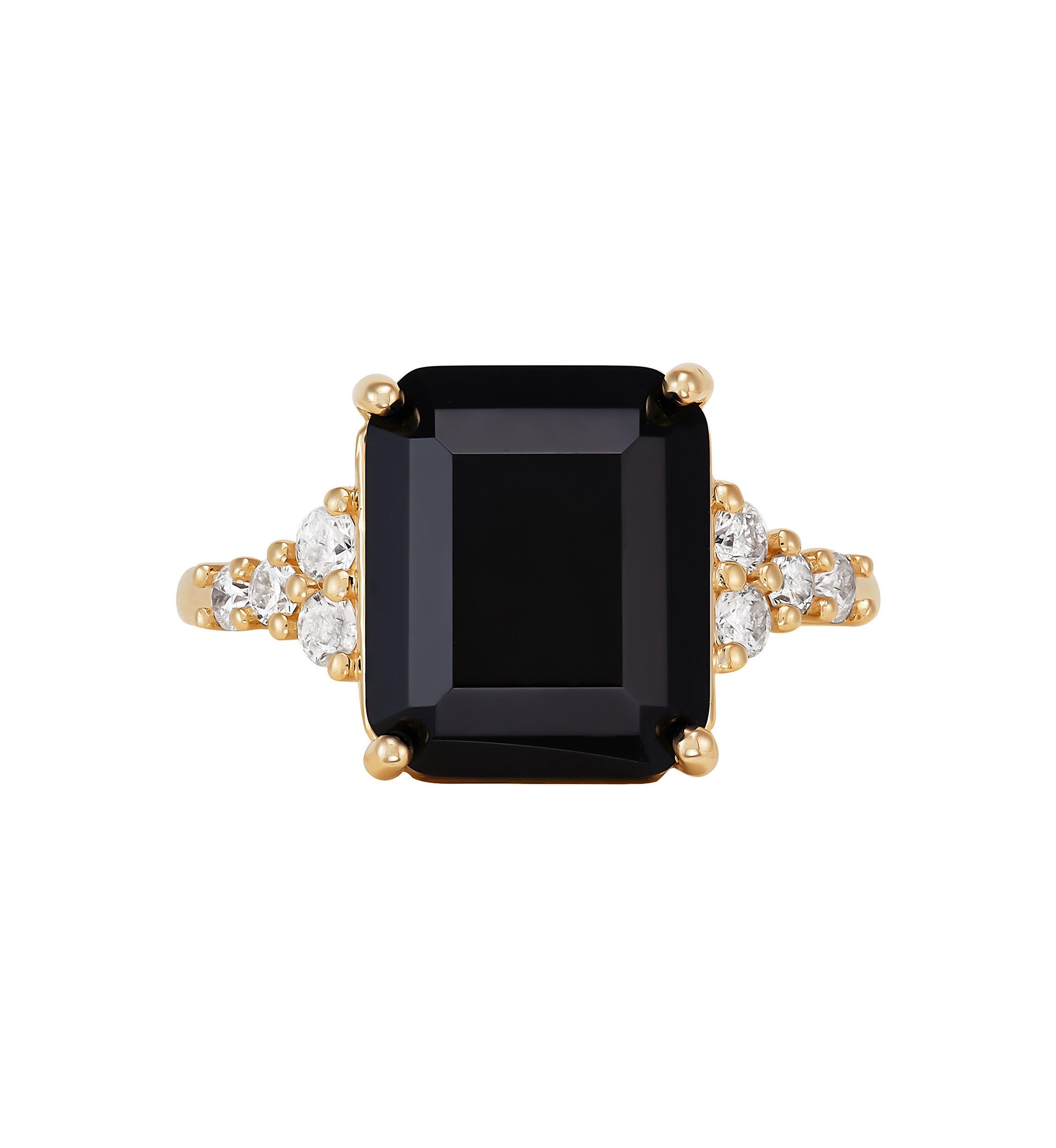 1/3 ct. t.w Lab Grown Diamond and Onyx Ring in 10K Yellow Gold
