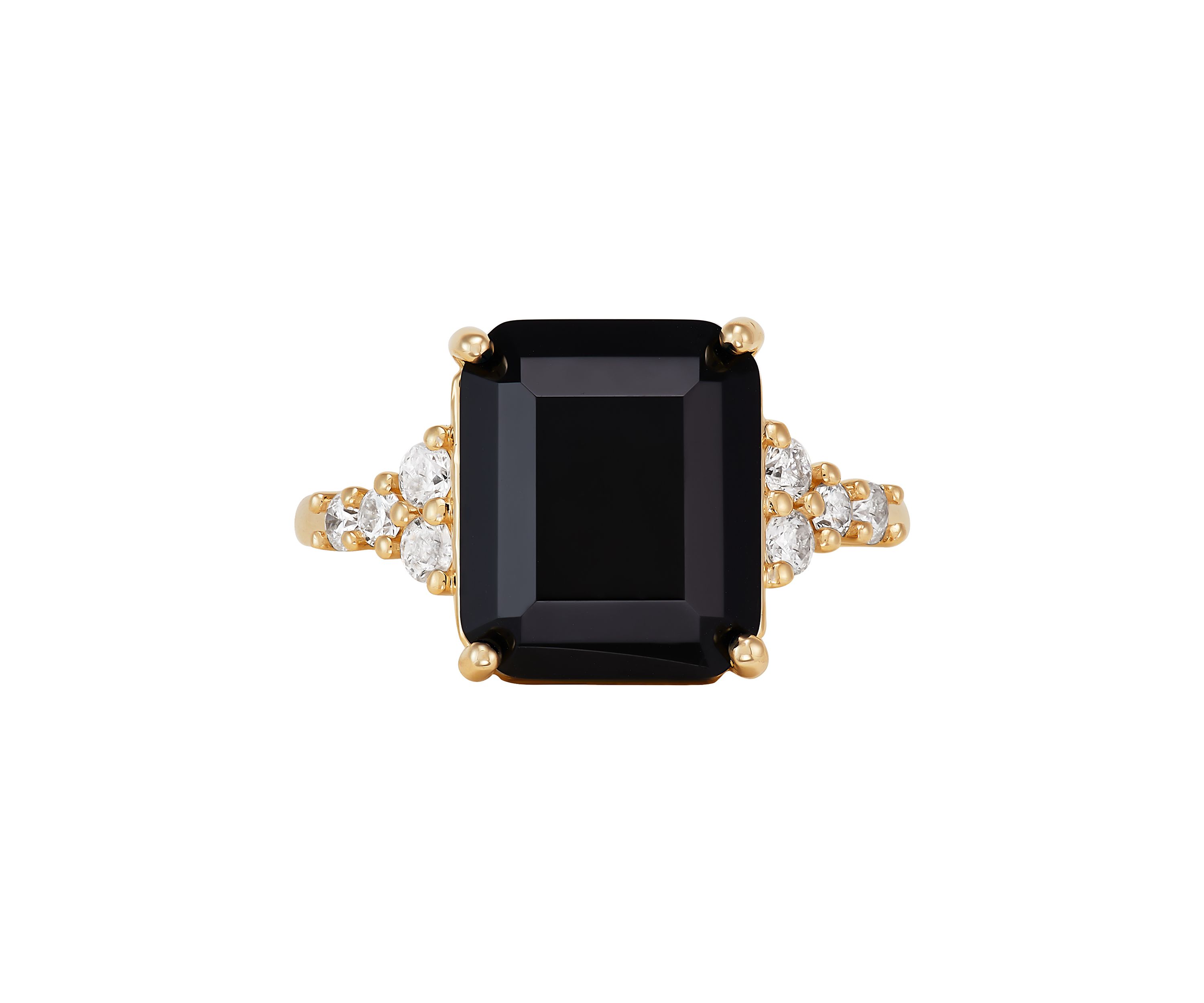 1/3 ct. t.w Lab Grown Diamond and Onyx Ring in 10K Yellow Gold