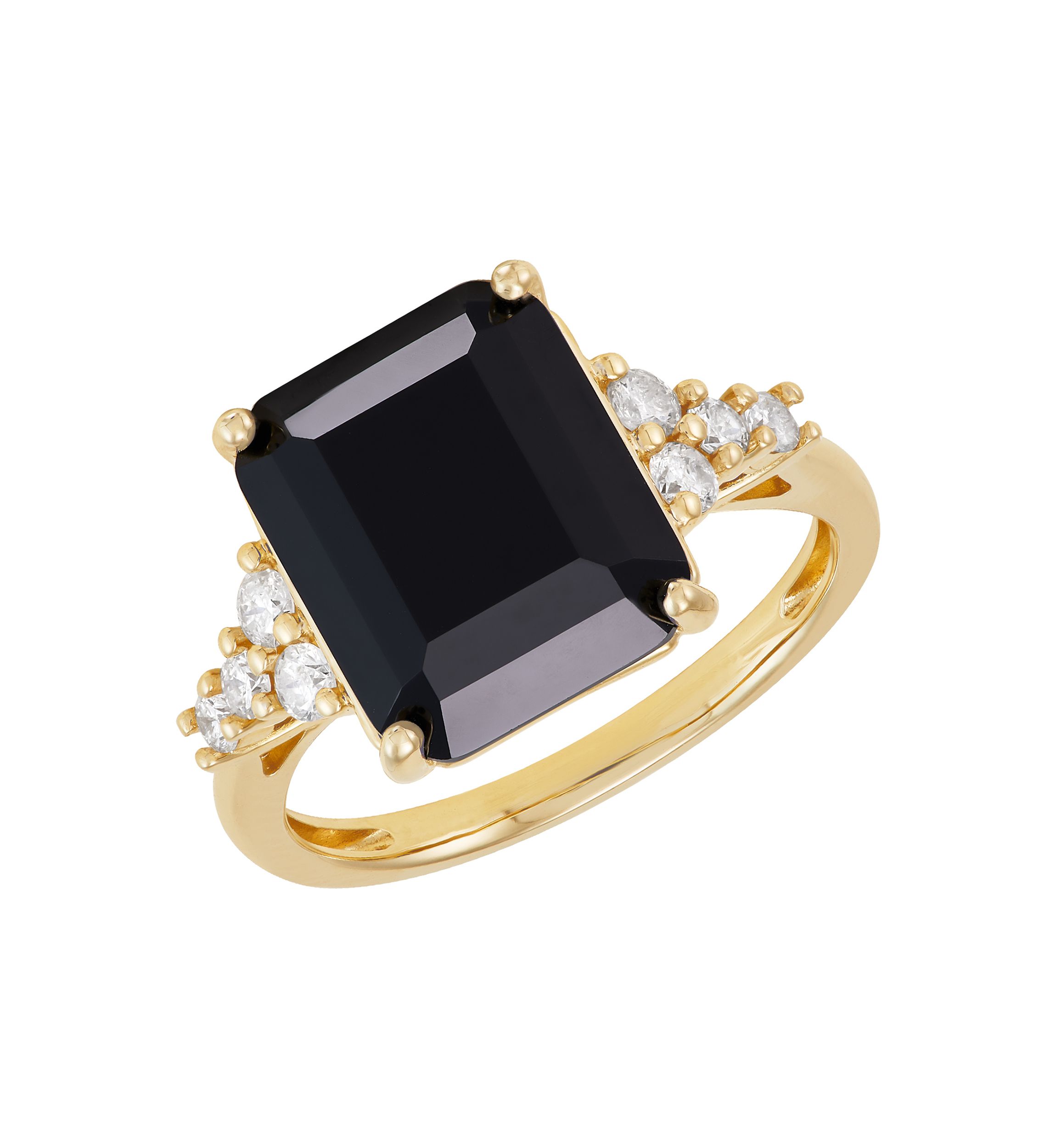 1/3 ct. t.w Lab Grown Diamond and Onyx Ring in 10K Yellow Gold