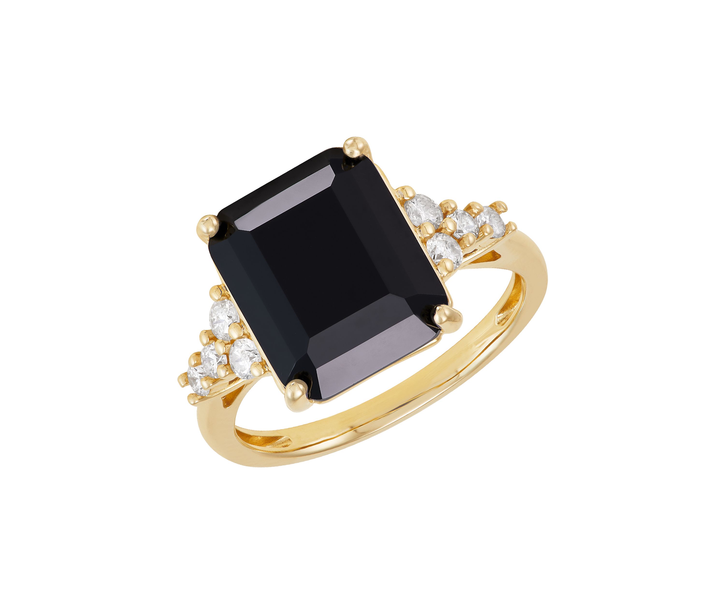1/3 ct. t.w Lab Grown Diamond and Onyx Ring in 10K Yellow Gold