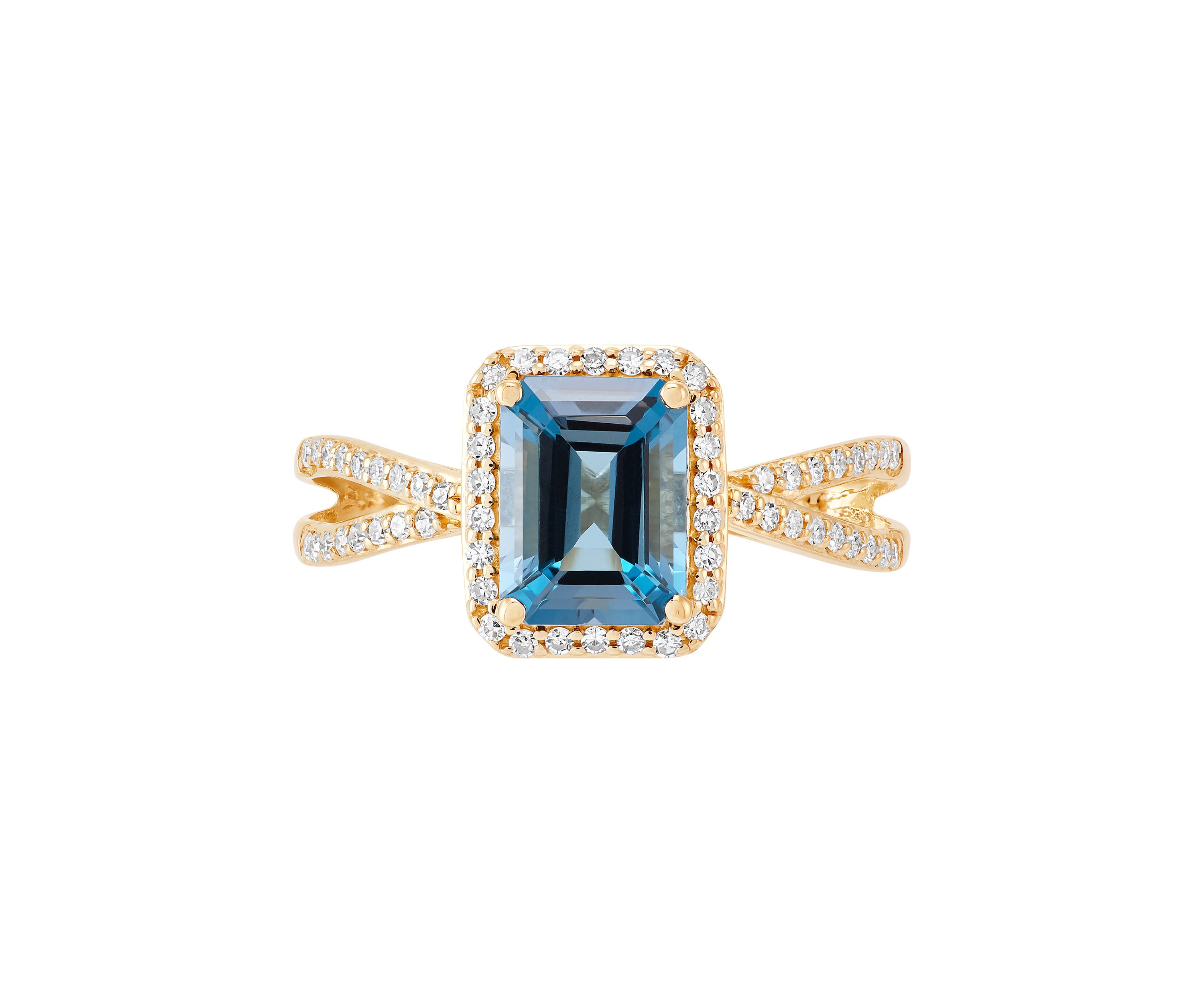 1/4 ct. t.w. Diamond and London Blue Topaz Ring in 10K Yellow Gold