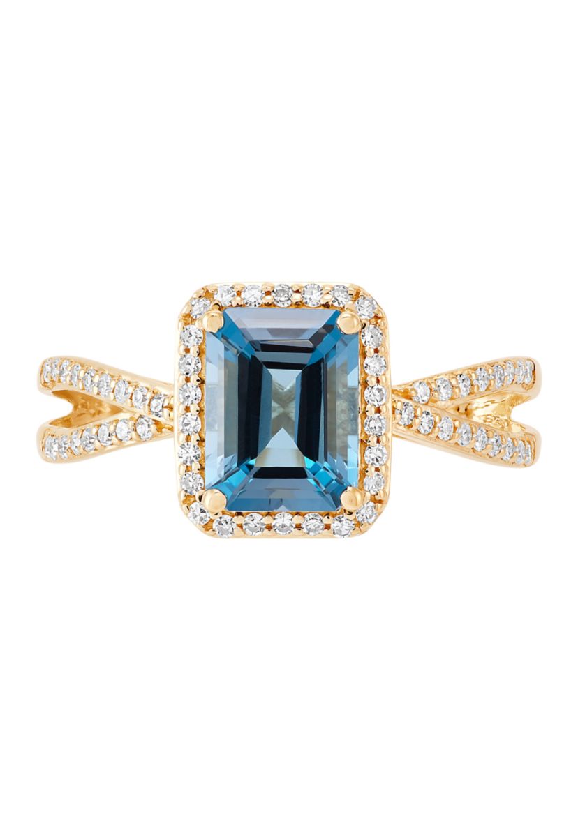 1/4 ct. t.w. Diamond and London Blue Topaz Ring in 10K Yellow Gold