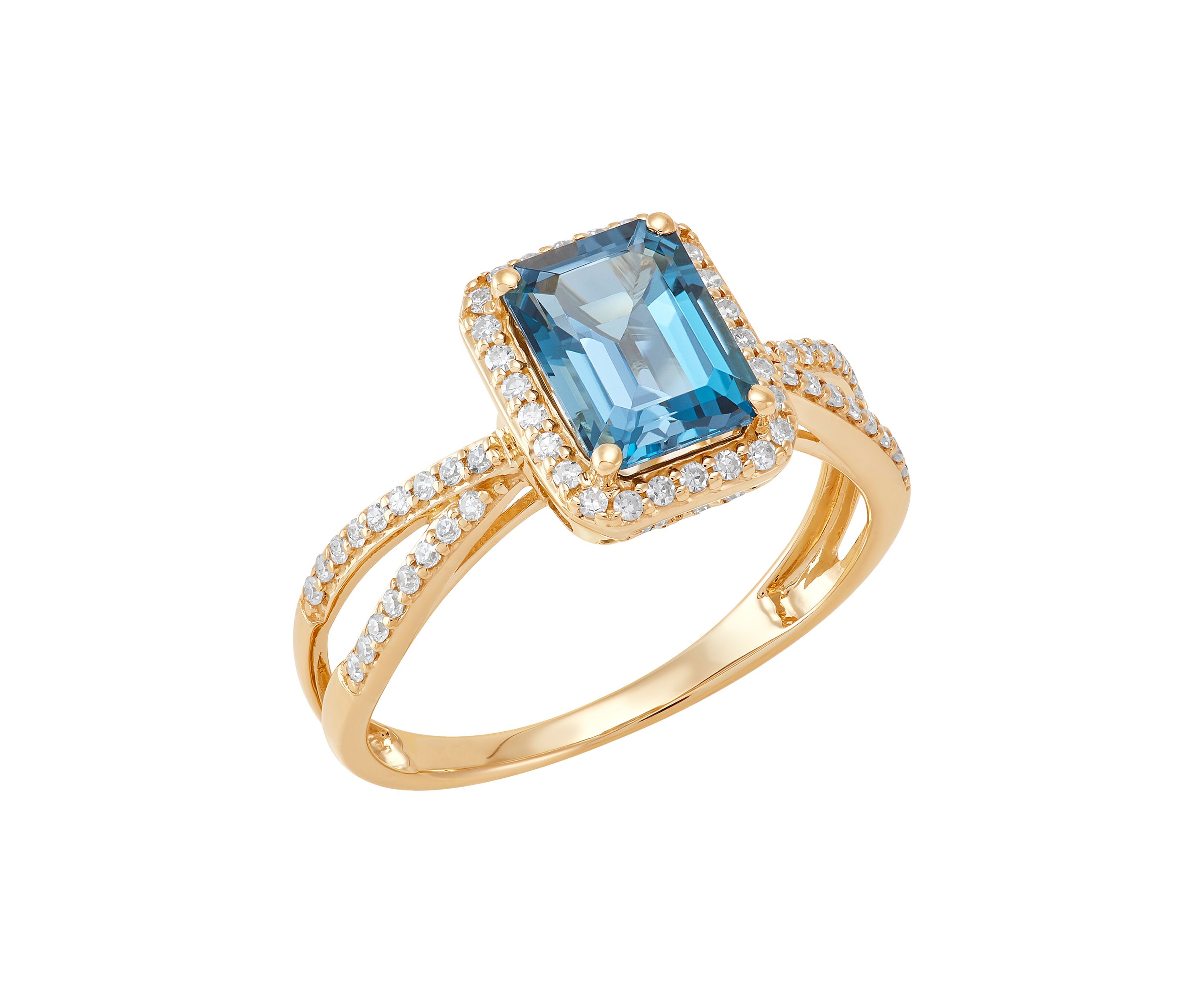 1/4 ct. t.w. Diamond and London Blue Topaz Ring in 10K Yellow Gold