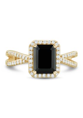 Belk & Co 1/4 ct. t.w. Onyx and Diamond Ring in 10K Yellow Gold