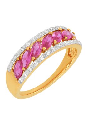 Belk & Co. 1/5 ct. t.w. Lab Grown Diamond, Lab Grown Ruby Band Ring in ...