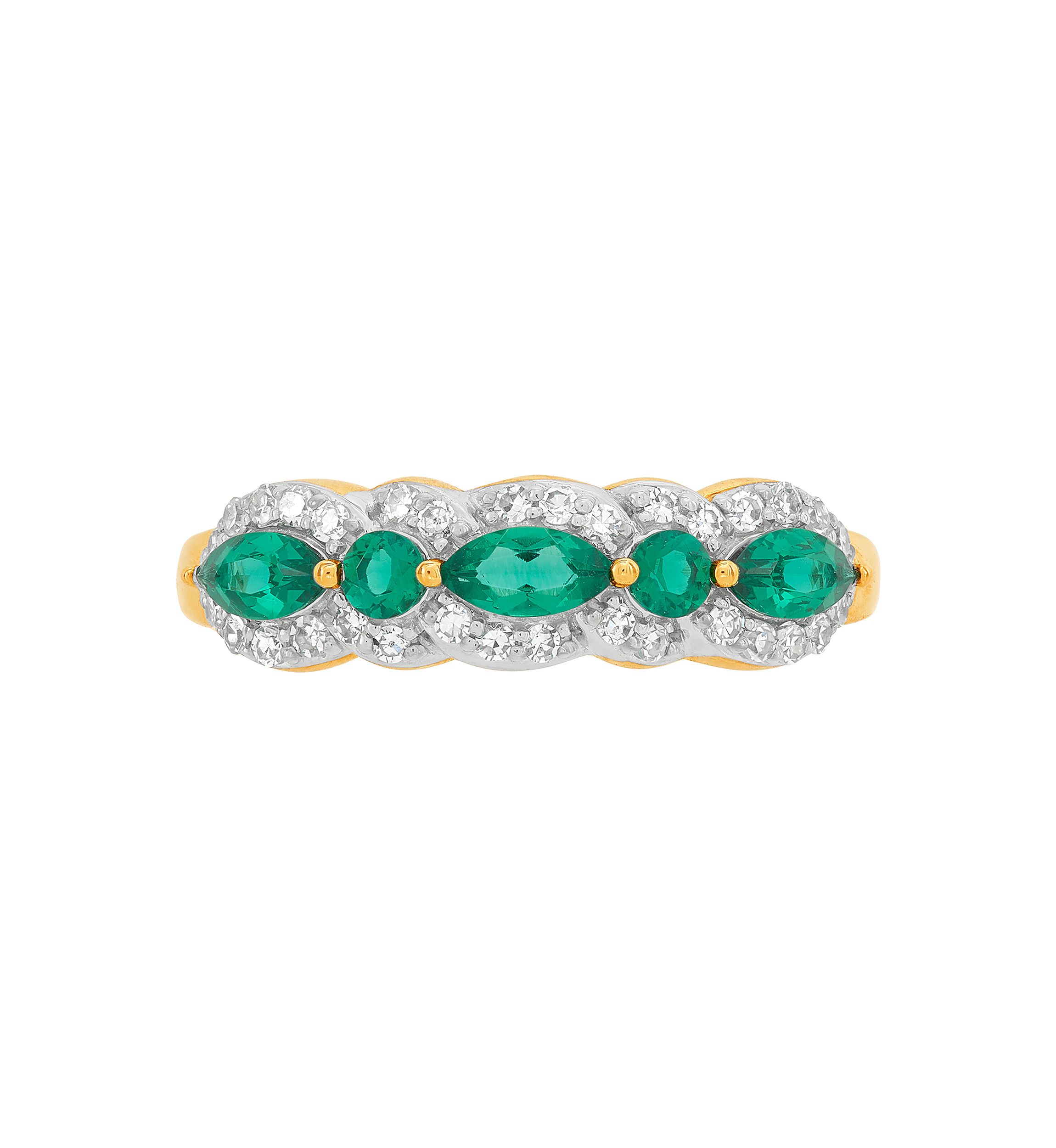 1/5 ct. t.w. Lab Grown Diamond and Lab Grown Emerald Band Ring in 10K Yellow Gold