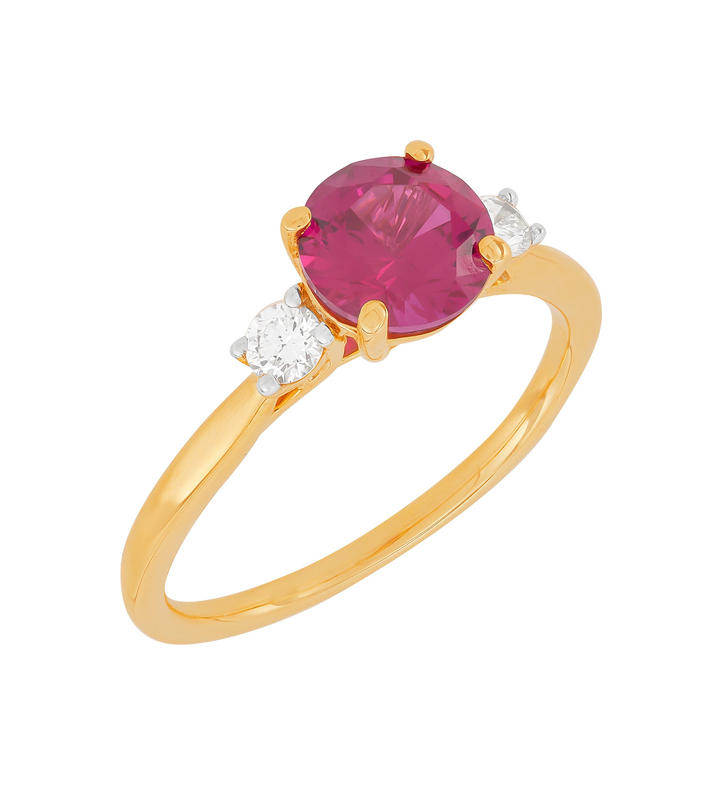 1/5 ct. t.w. Lab Grown Diamond, Lab Grown Ruby Ring in 10K Yellow Gold