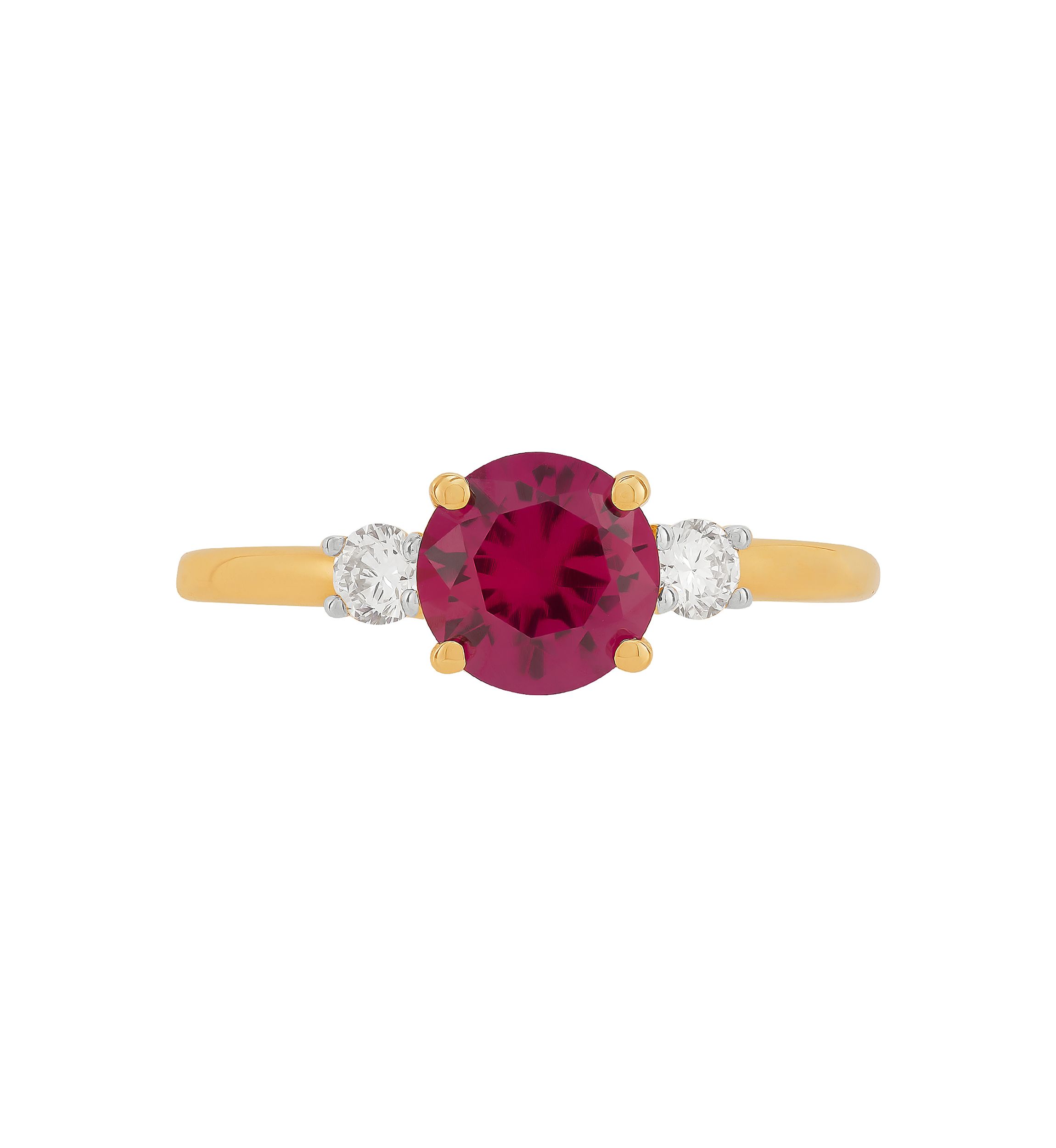 1/5 ct. t.w. Lab Grown Diamond, Lab Grown Ruby Ring in 10K Yellow Gold