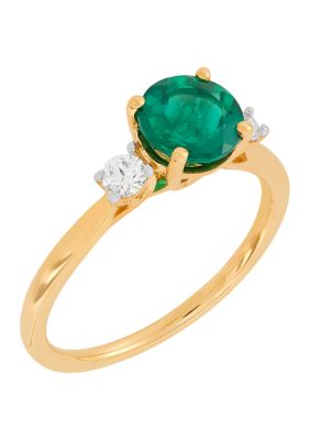 Belk & Co 1/5 ct. t.w. Lab Grown Diamond, Lab Grown Emerald Ring in 10K Yellow Gold, 7