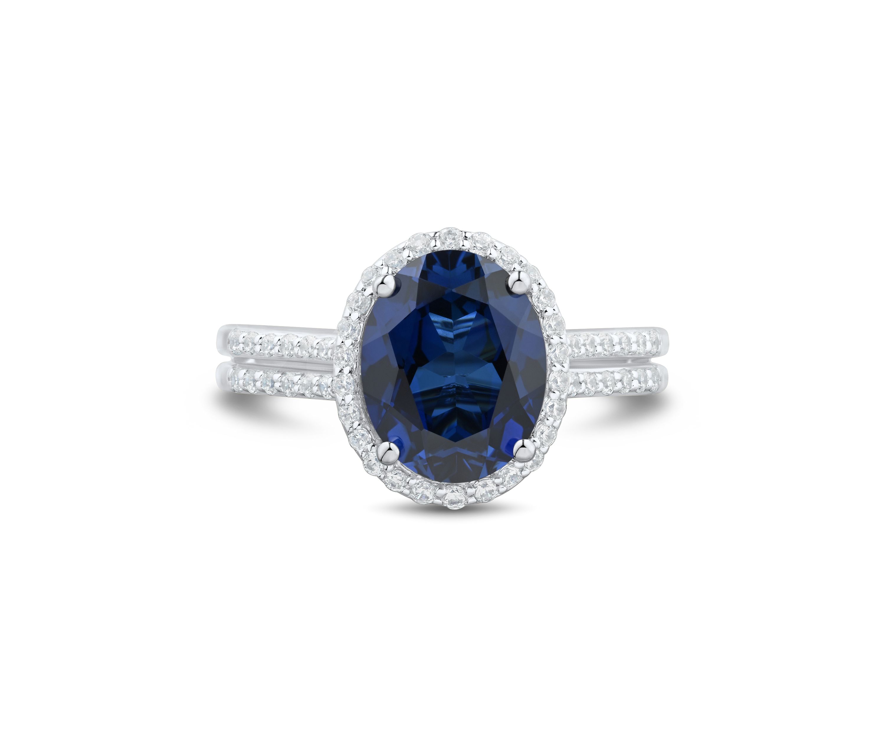 1/3 ct. t.w. Lab Grown Sapphire and Diamond Ring in Sterling Silver