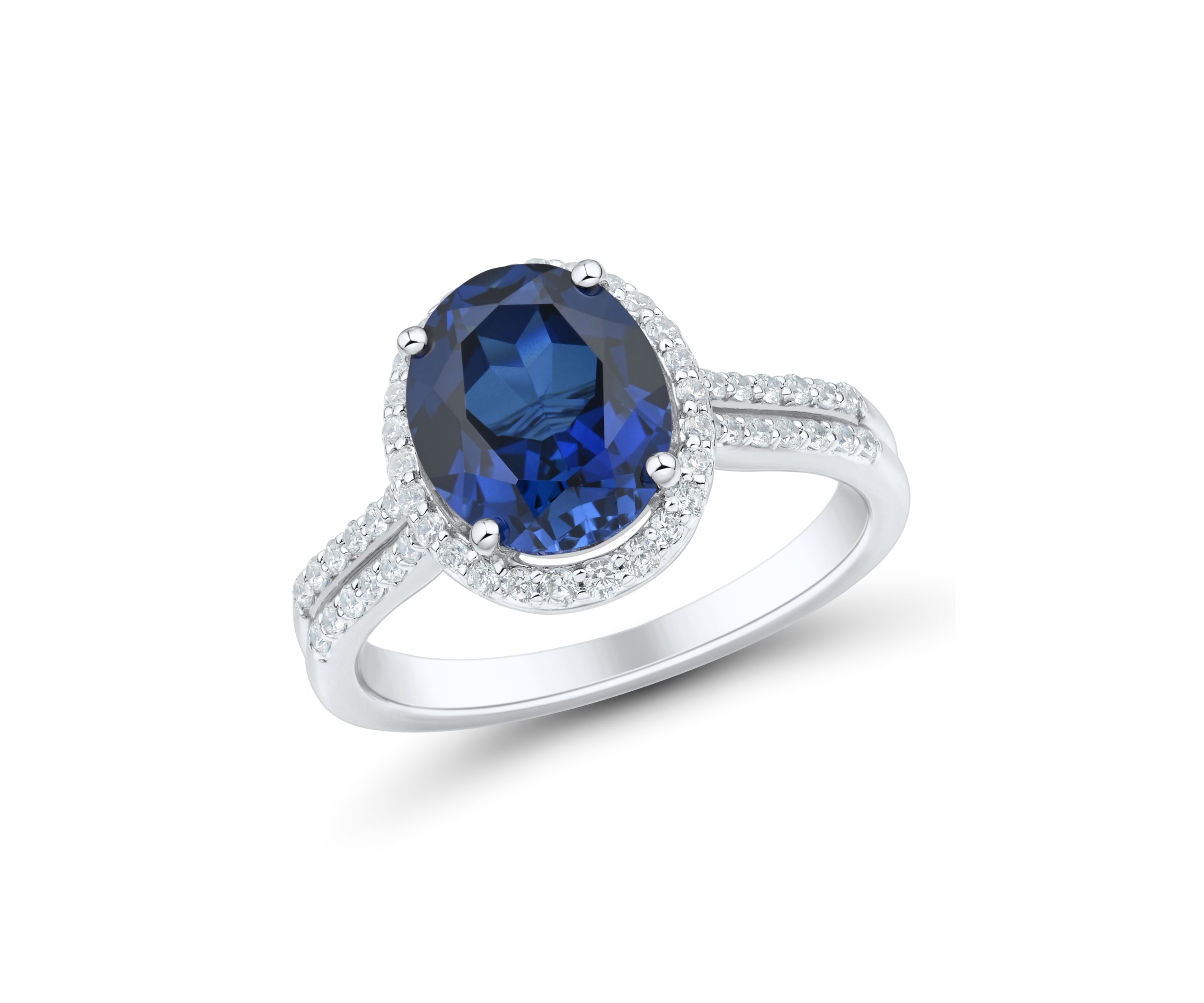 1/3 ct. t.w. Lab Grown Sapphire and Diamond Ring in Sterling Silver
